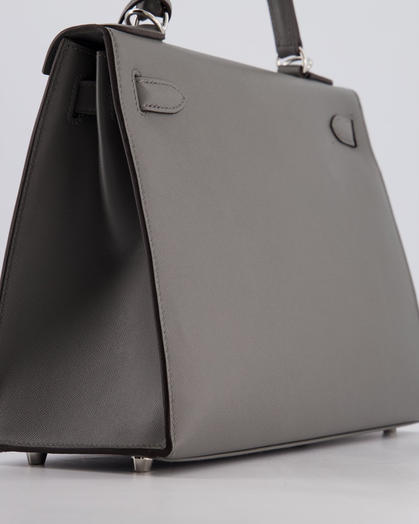 *RARE* Herm�s Kelly 28 Sellier Bag in Gris Meyer Madame Leather with Palladium Hardware