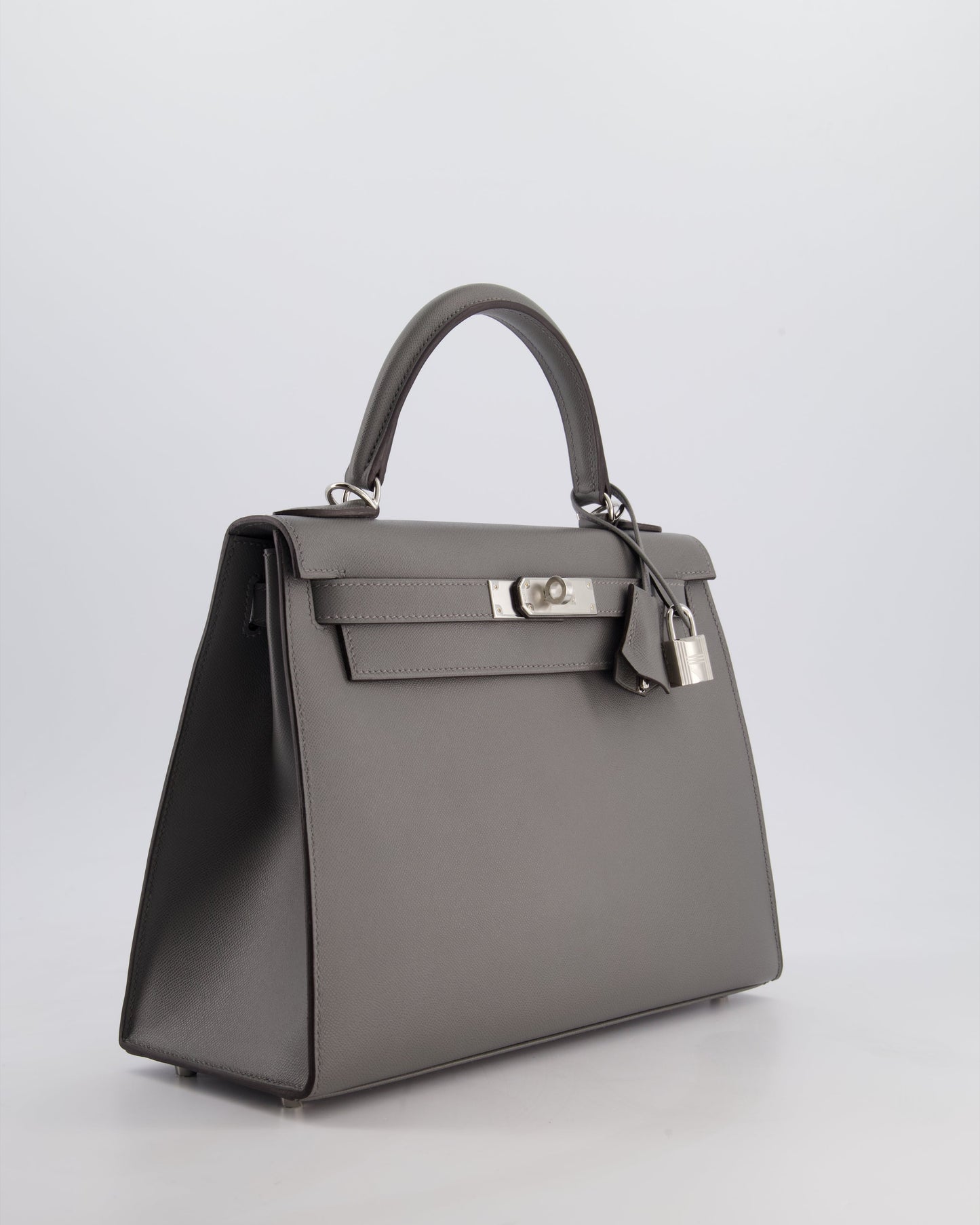 *RARE* Herm�s Kelly 28 Sellier Bag in Gris Meyer Madame Leather with Palladium Hardware