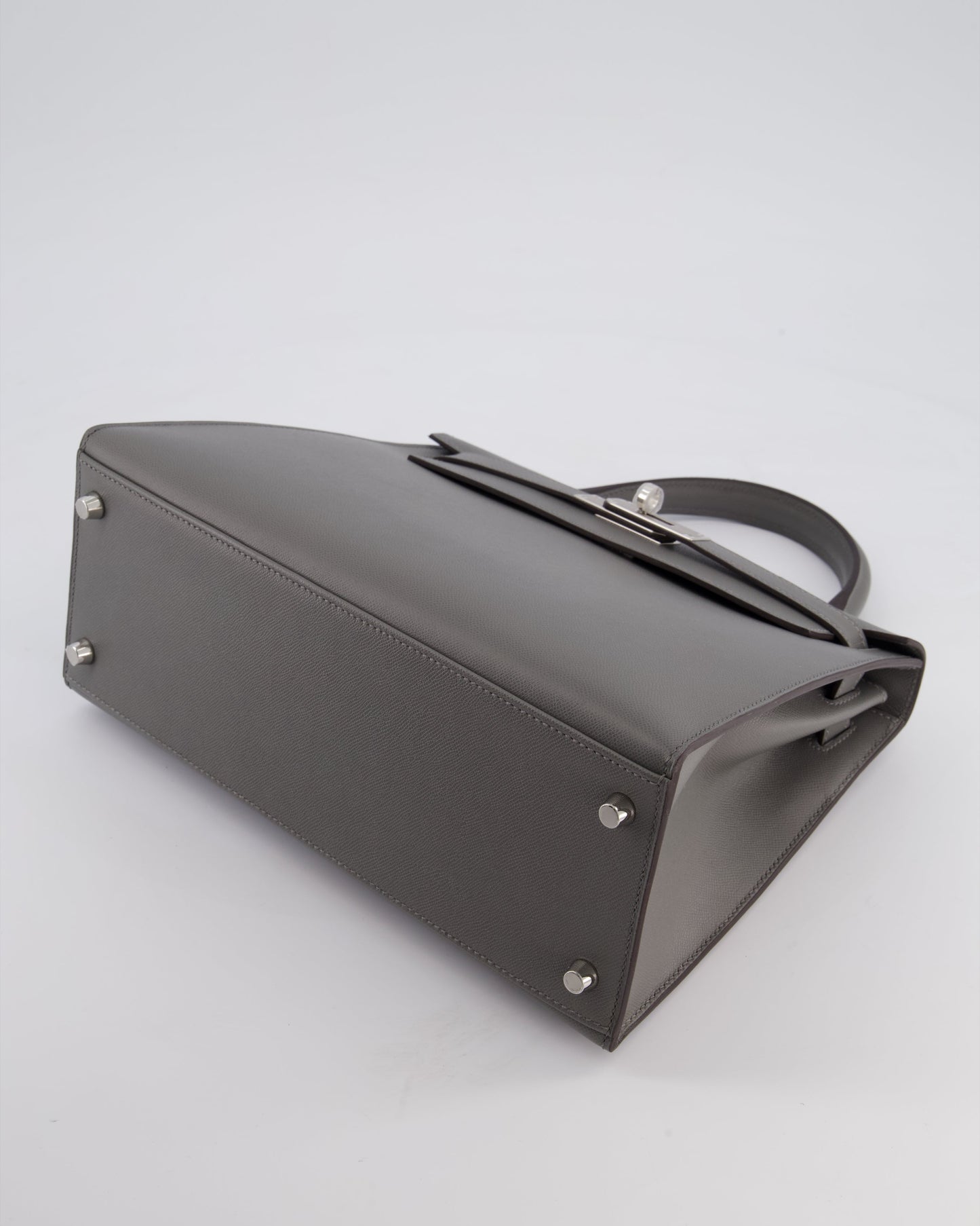 *RARE* Herm�s Kelly 28 Sellier Bag in Gris Meyer Madame Leather with Palladium Hardware