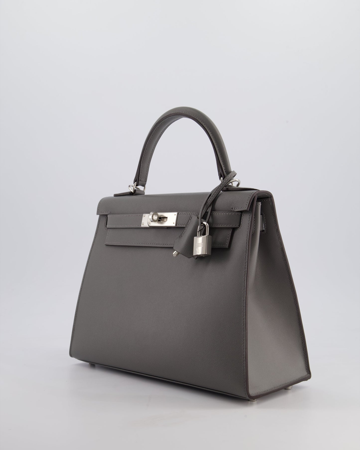*RARE* Herm�s Kelly 28 Sellier Bag in Gris Meyer Madame Leather with Palladium Hardware