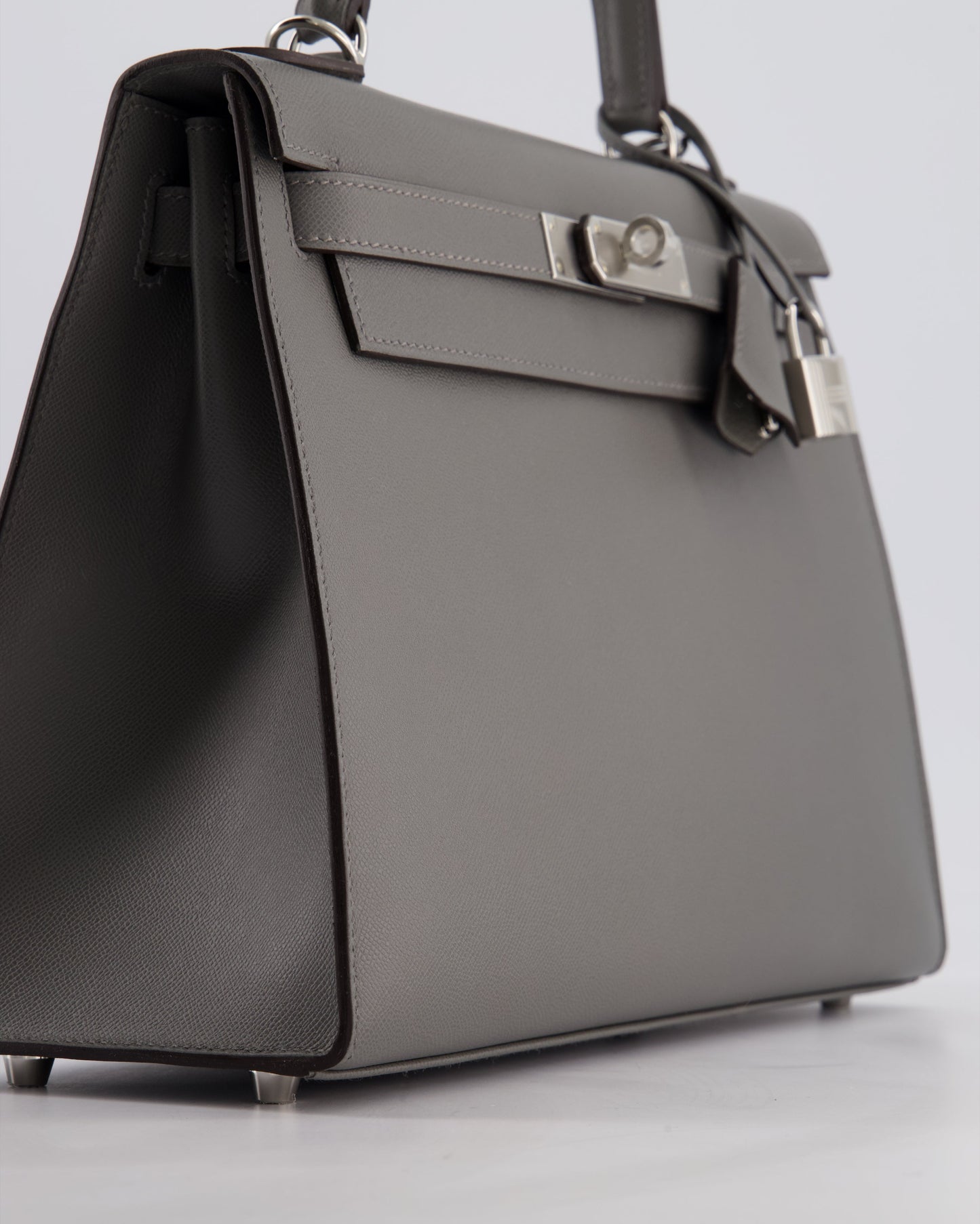 *RARE* Herm�s Kelly 28 Sellier Bag in Gris Meyer Madame Leather with Palladium Hardware