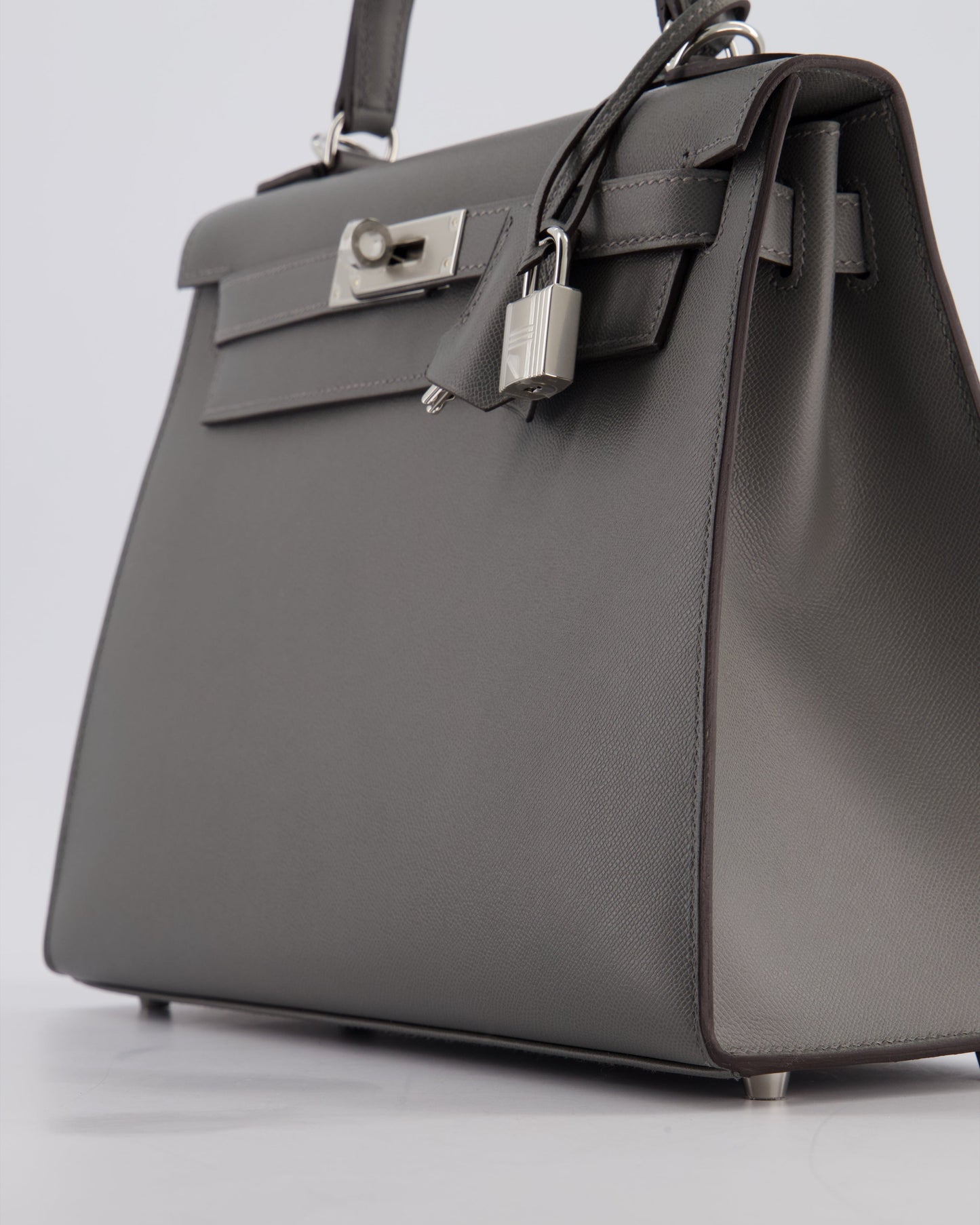 *RARE* Herm�s Kelly 28 Sellier Bag in Gris Meyer Madame Leather with Palladium Hardware