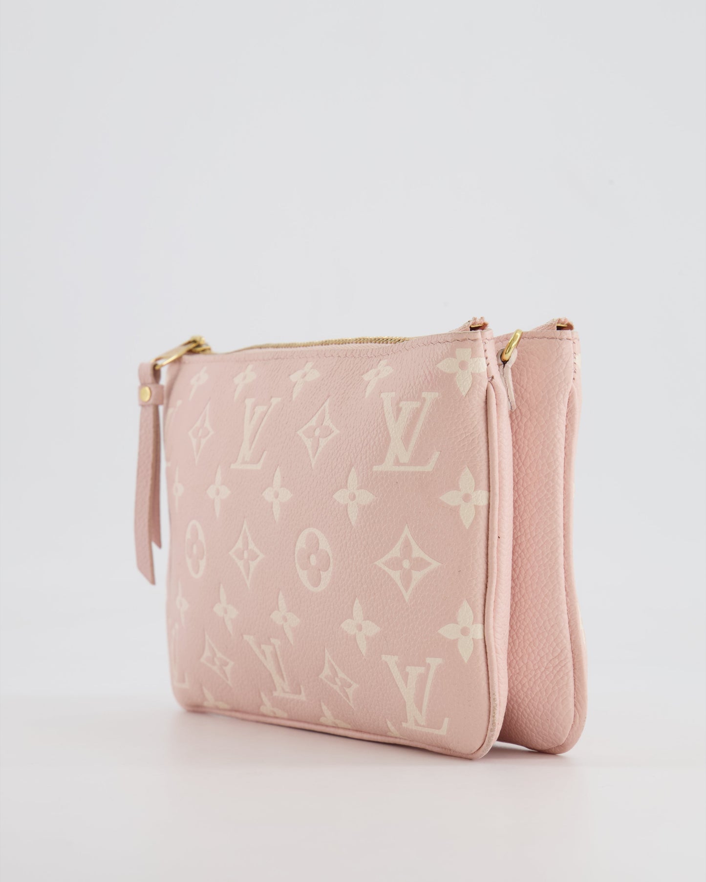 Louis Vuitton Pink and White Empreinte Monogram Double Zip Pochette Bag with Gold Hardware RRP £1,480