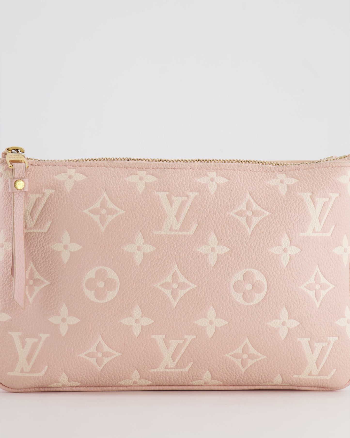 Louis Vuitton Pink and White Empreinte Monogram Double Zip Pochette Bag with Gold Hardware RRP £1,480