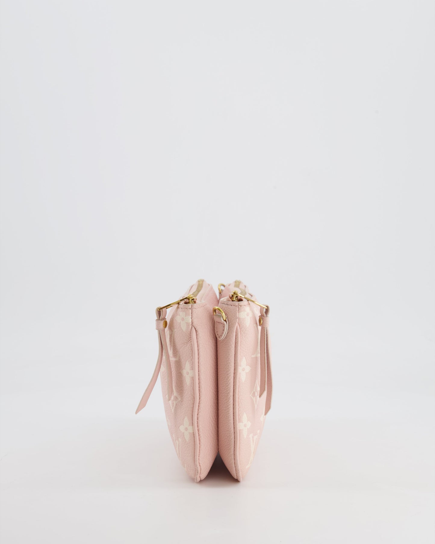 Louis Vuitton Pink and White Empreinte Monogram Double Zip Pochette Bag with Gold Hardware RRP £1,480