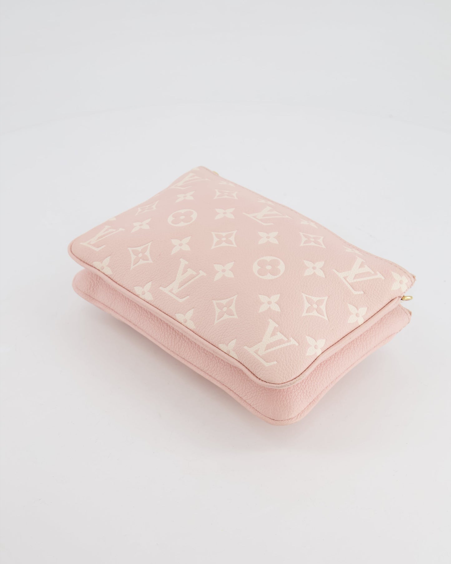 Louis Vuitton Pink and White Empreinte Monogram Double Zip Pochette Bag with Gold Hardware RRP £1,480