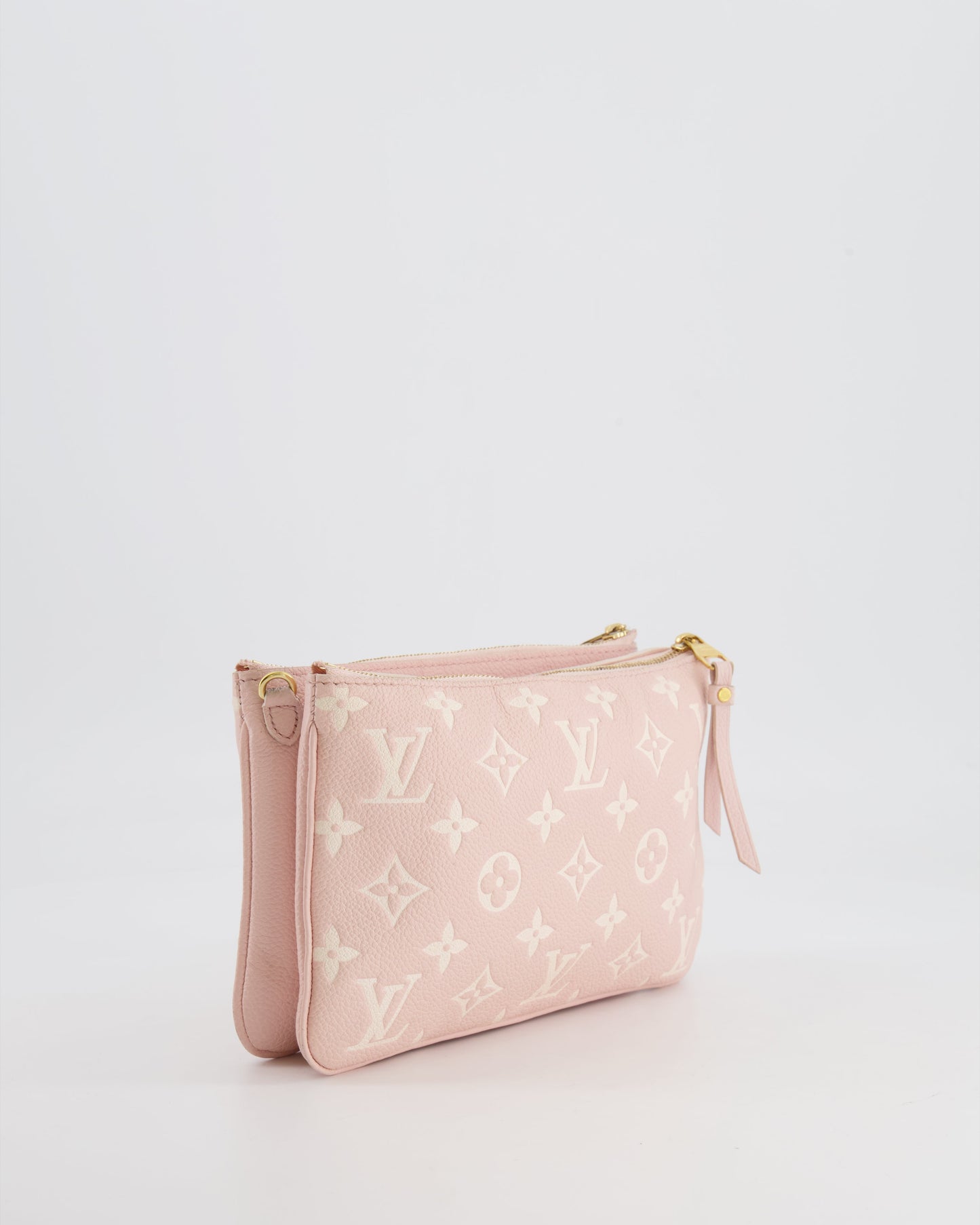 Louis Vuitton Pink and White Empreinte Monogram Double Zip Pochette Bag with Gold Hardware RRP £1,480