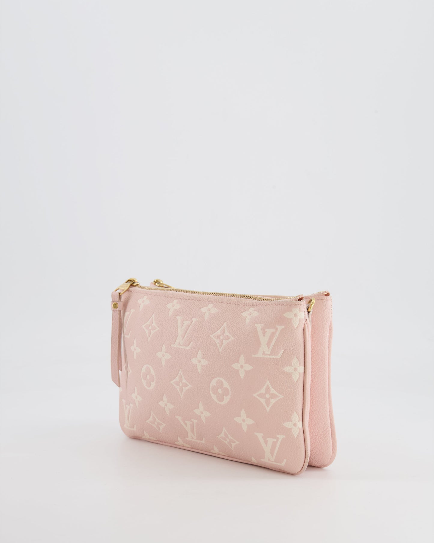 Louis Vuitton Pink and White Empreinte Monogram Double Zip Pochette Bag with Gold Hardware RRP £1,480
