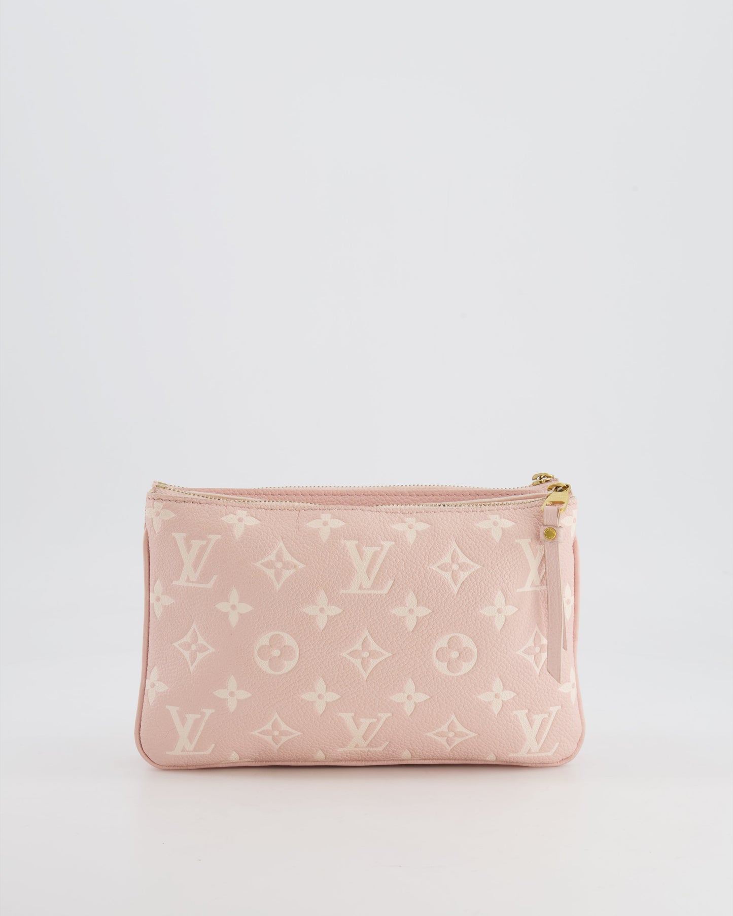 Louis Vuitton Pink and White Empreinte Monogram Double Zip Pochette Bag with Gold Hardware RRP £1,480