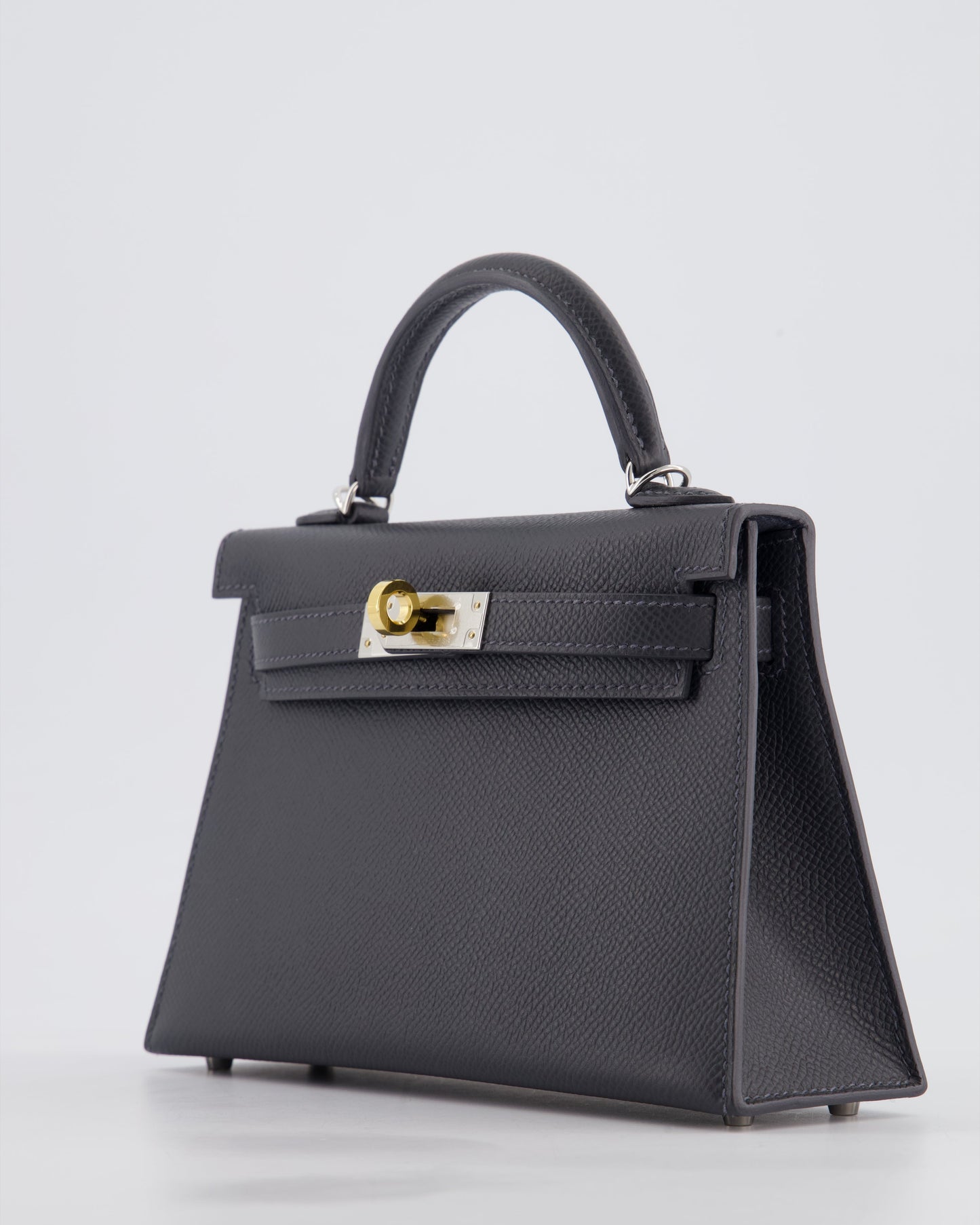 *HOT* Herm�s Mini Kelly II 20 Bag in Gris Misty Epsom Leather with Electrum Hardware