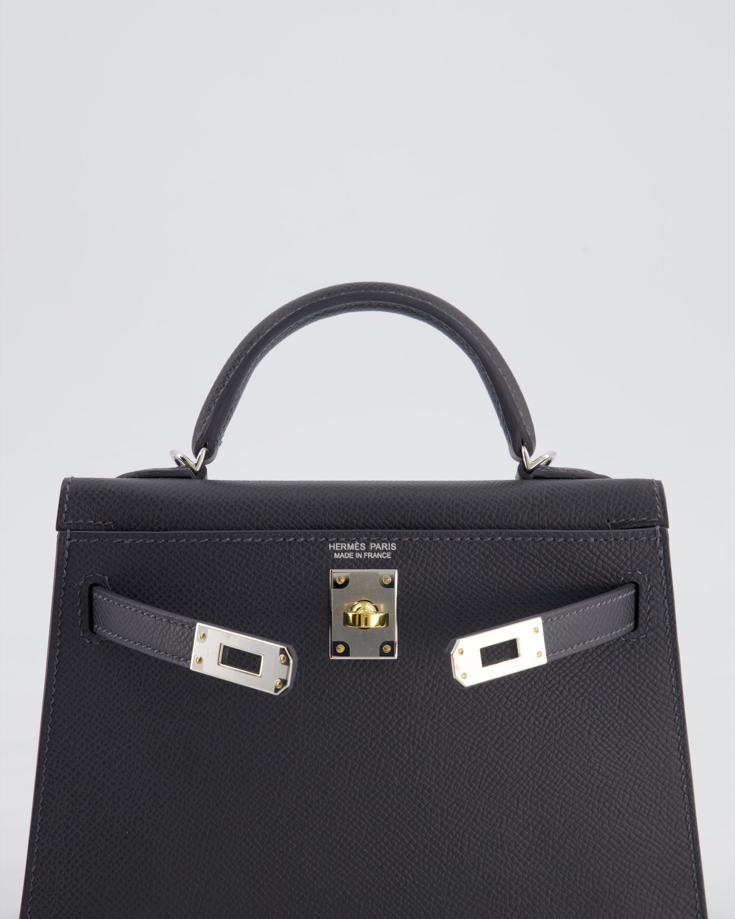 *HOT* Herm�s Mini Kelly II 20 Bag in Gris Misty Epsom Leather with Electrum Hardware