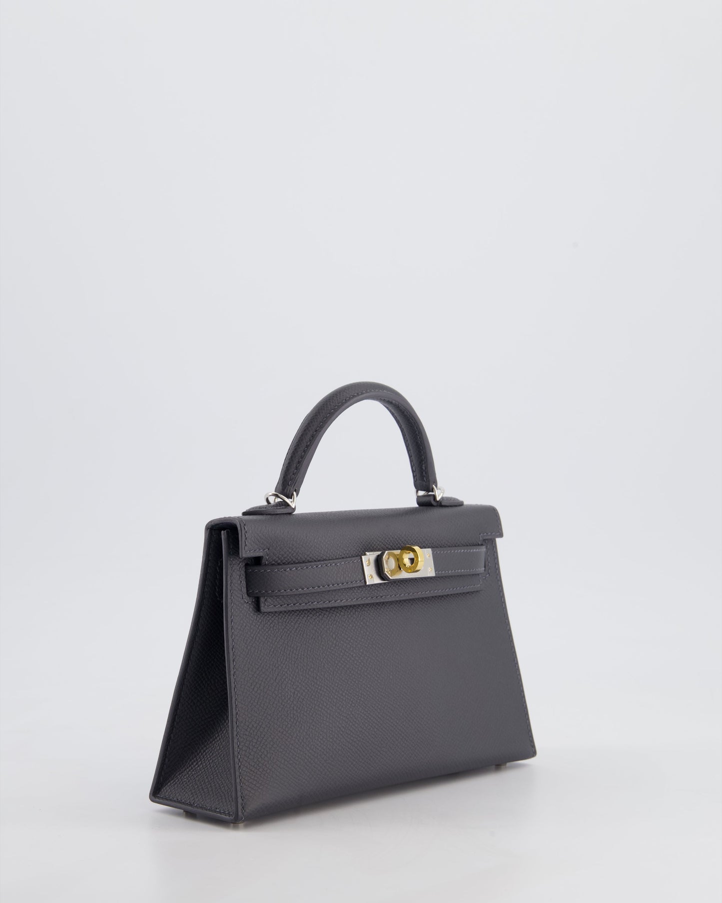 *HOT* Herm�s Mini Kelly II 20 Bag in Gris Misty Epsom Leather with Electrum Hardware