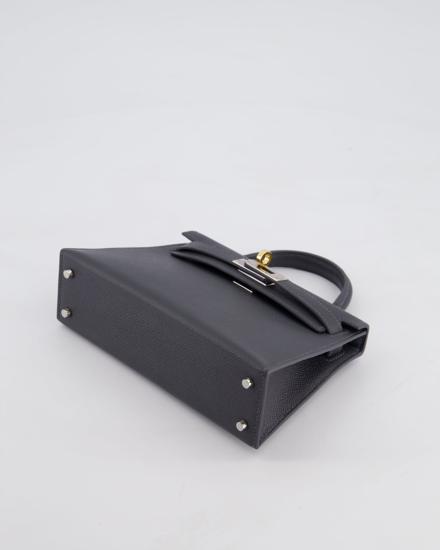 *HOT* Herm�s Mini Kelly II 20 Bag in Gris Misty Epsom Leather with Electrum Hardware