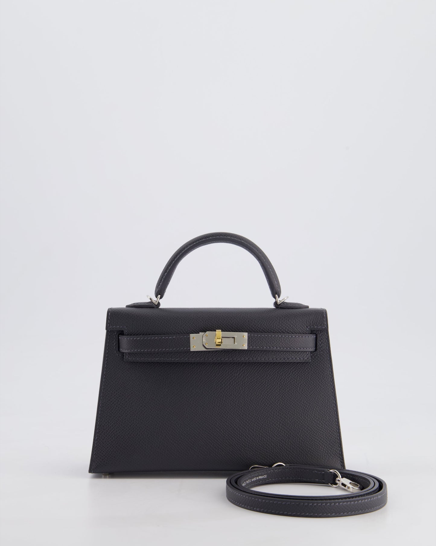*HOT* Herm�s Mini Kelly II 20 Bag in Gris Misty Epsom Leather with Electrum Hardware