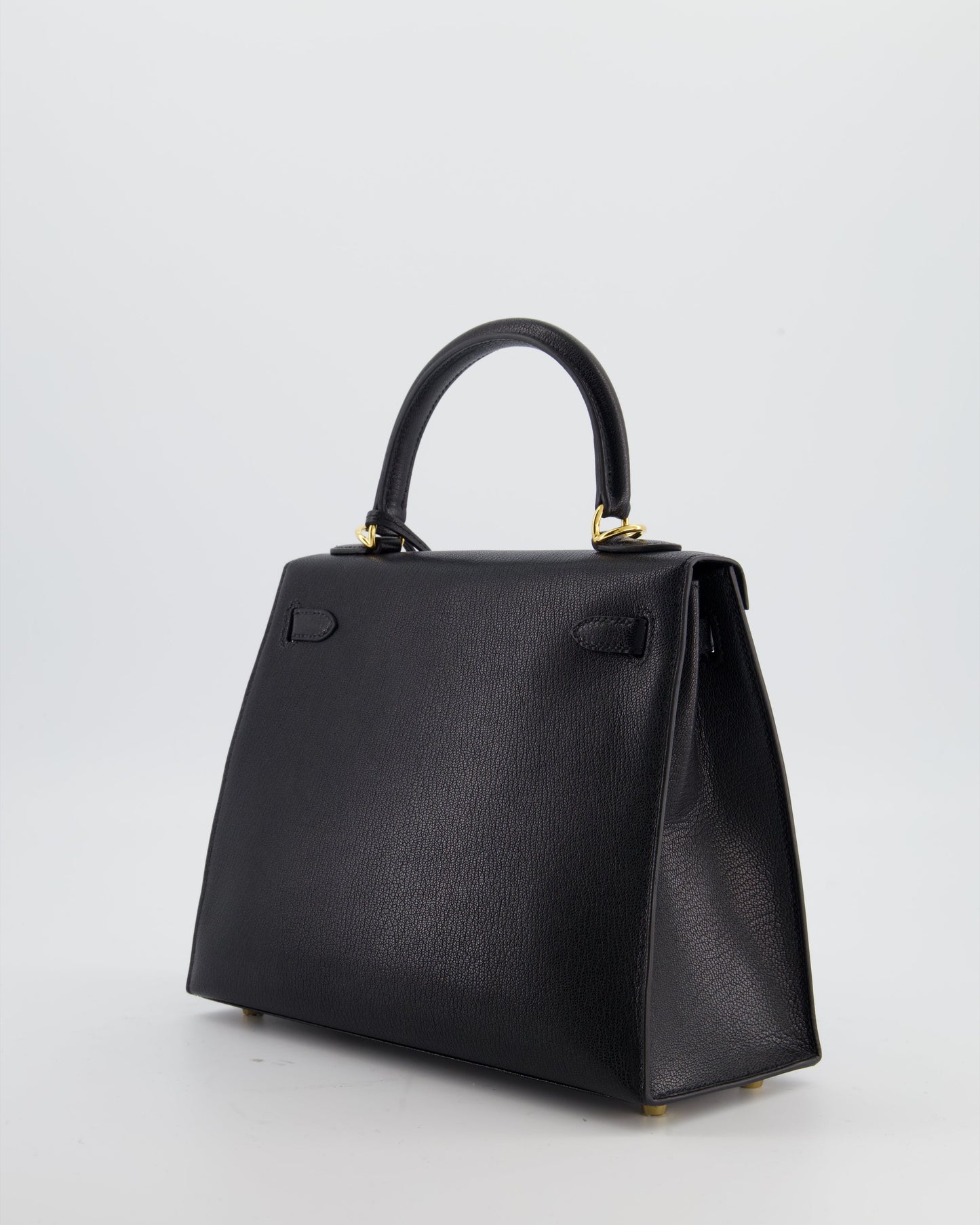 *SUPER RARE* Herm�s Kelly 25 Sellier Bag in Noir Ch�vre Chamkila Leather with Gold Hardware