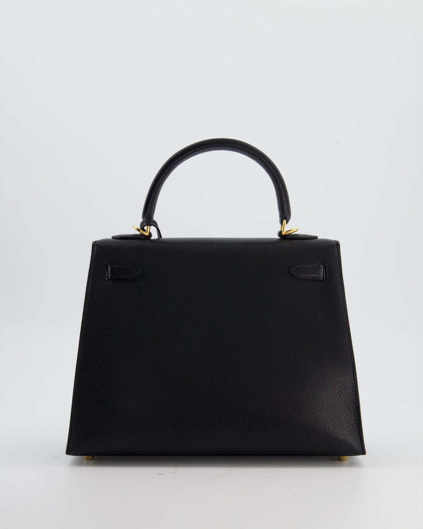 *SUPER RARE* Herm�s Kelly 25 Sellier Bag in Noir Ch�vre Chamkila Leather with Gold Hardware