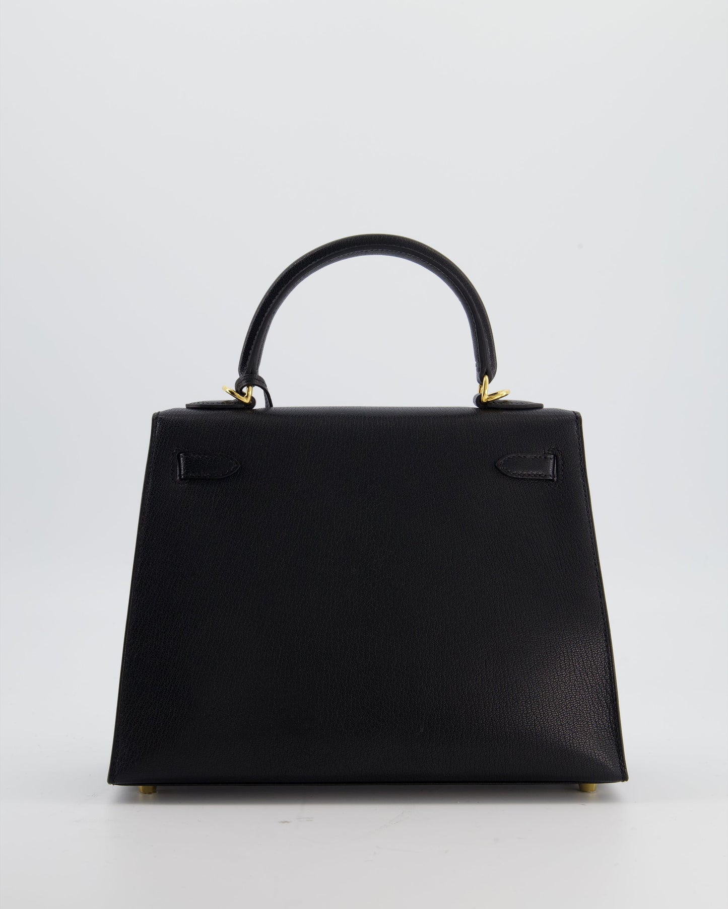 *SUPER RARE* Herm�s Kelly 25 Sellier Bag in Noir Ch�vre Chamkila Leather with Gold Hardware