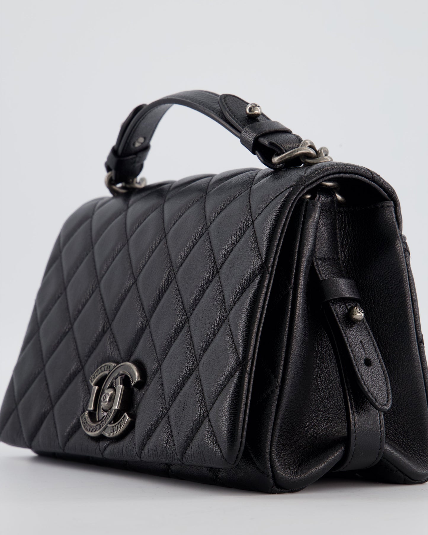 Chanel Black City Rock Bag in Goatskin Leather with Ruthenium Hardware