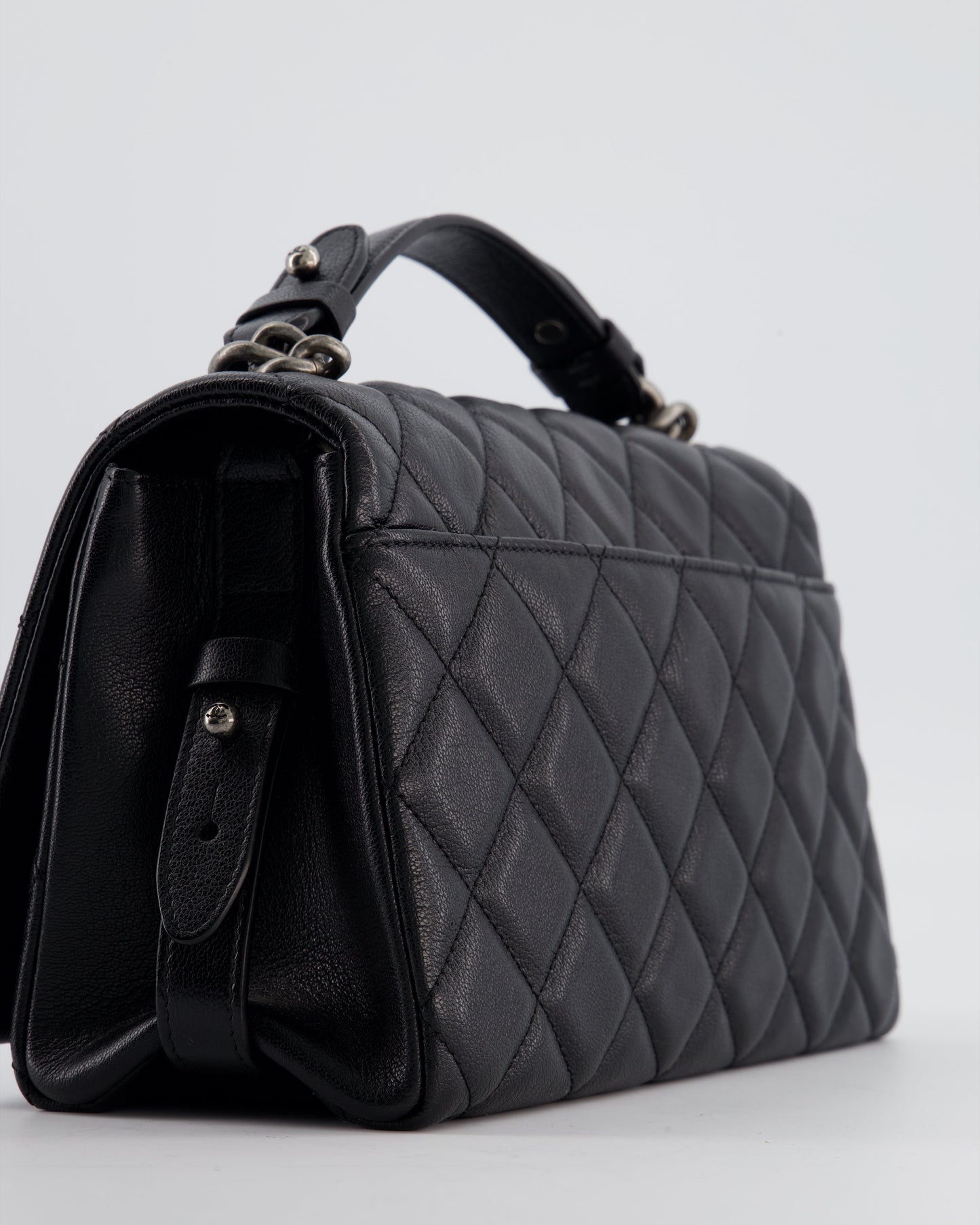 Chanel Black City Rock Bag in Goatskin Leather with Ruthenium Hardware