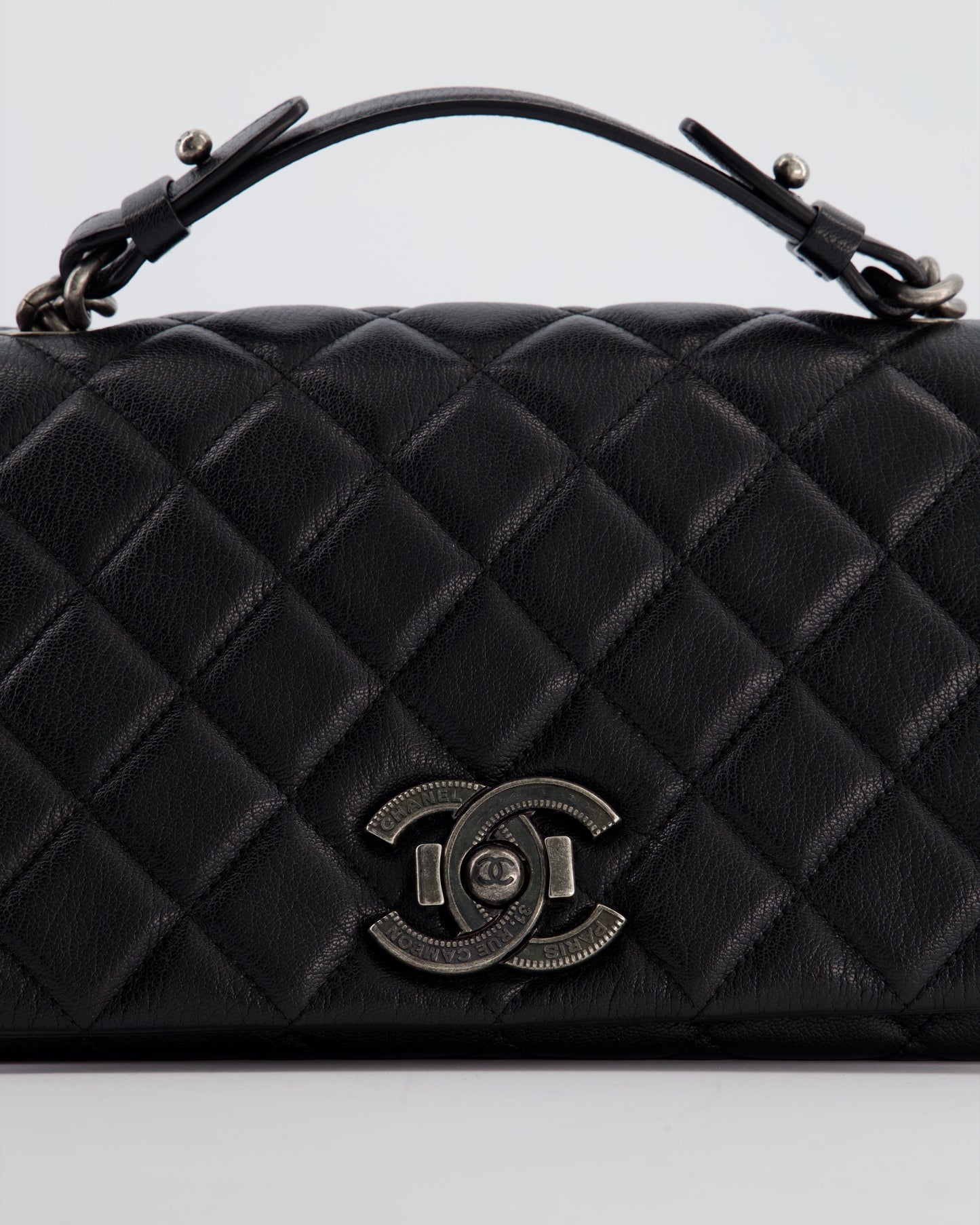 Chanel Black City Rock Bag in Goatskin Leather with Ruthenium Hardware