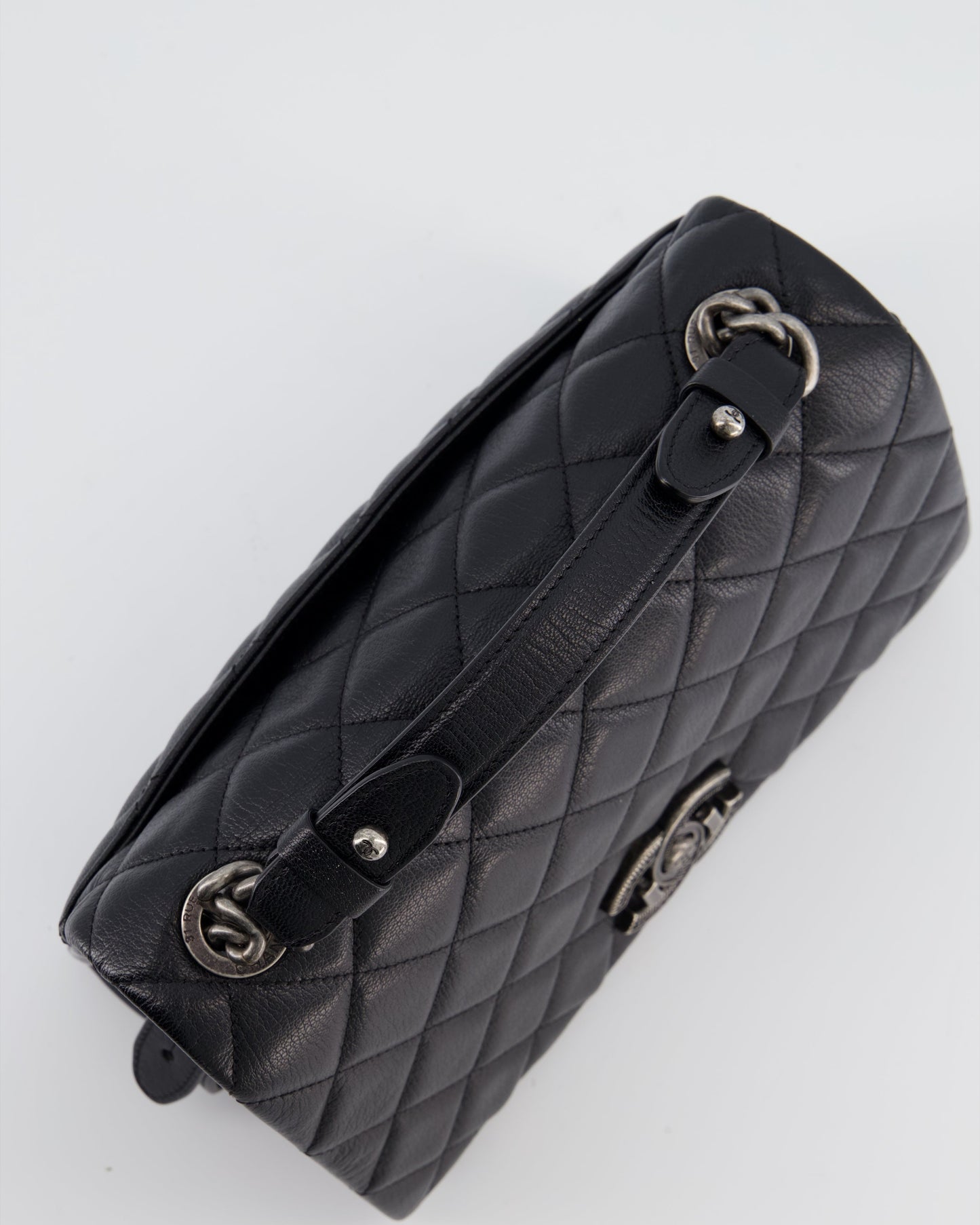 Chanel Black City Rock Bag in Goatskin Leather with Ruthenium Hardware