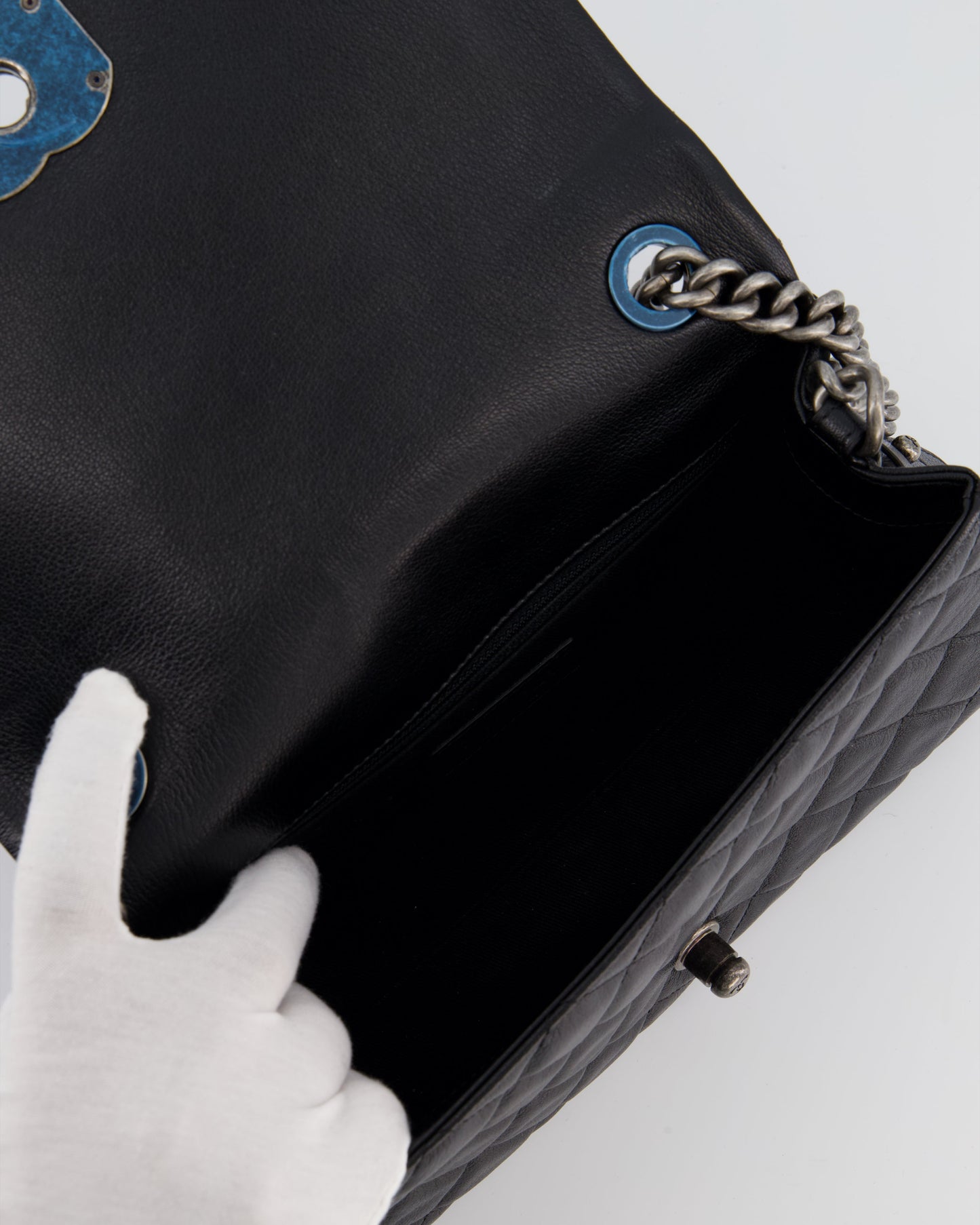 Chanel Black City Rock Bag in Goatskin Leather with Ruthenium Hardware