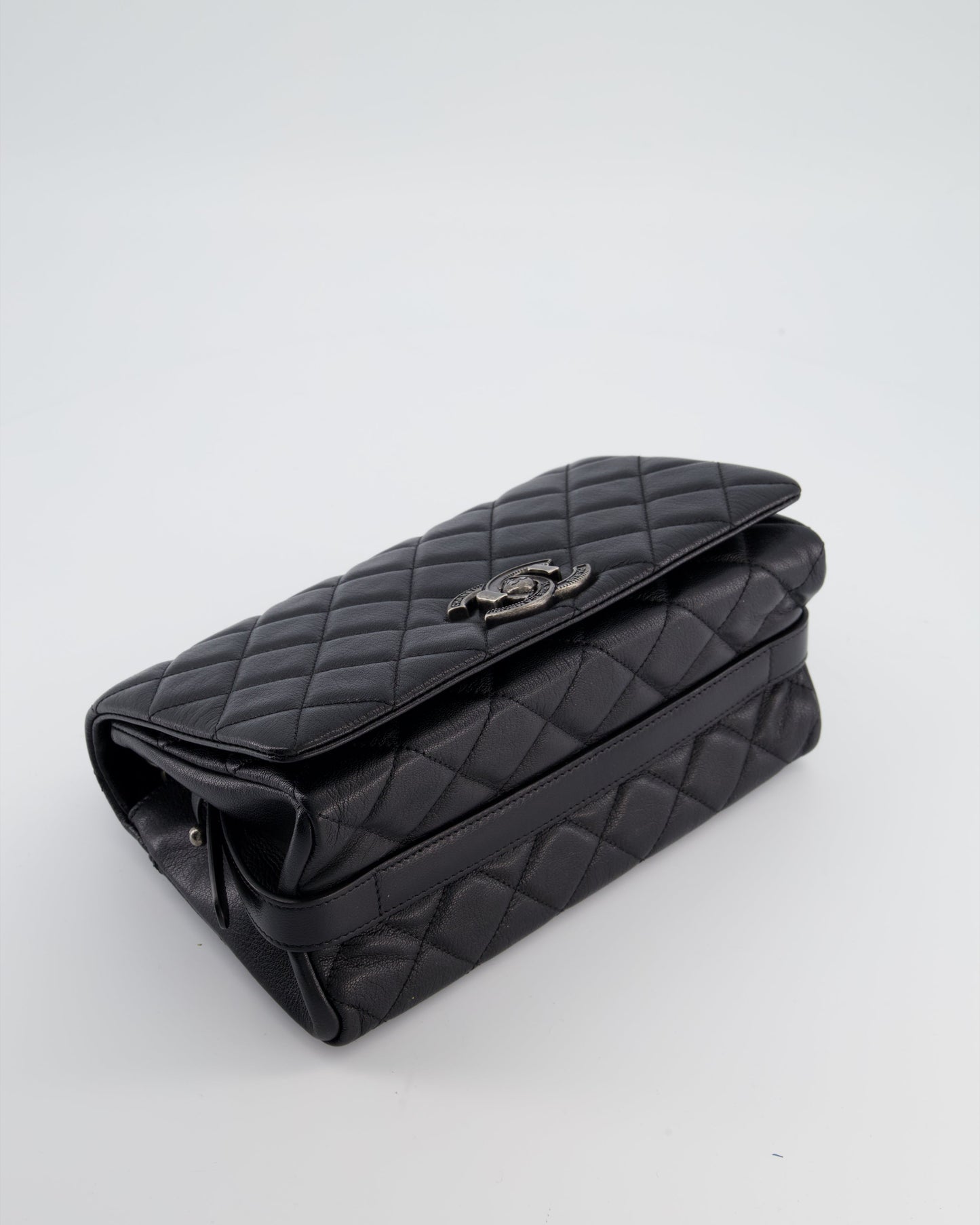 Chanel Black City Rock Bag in Goatskin Leather with Ruthenium Hardware