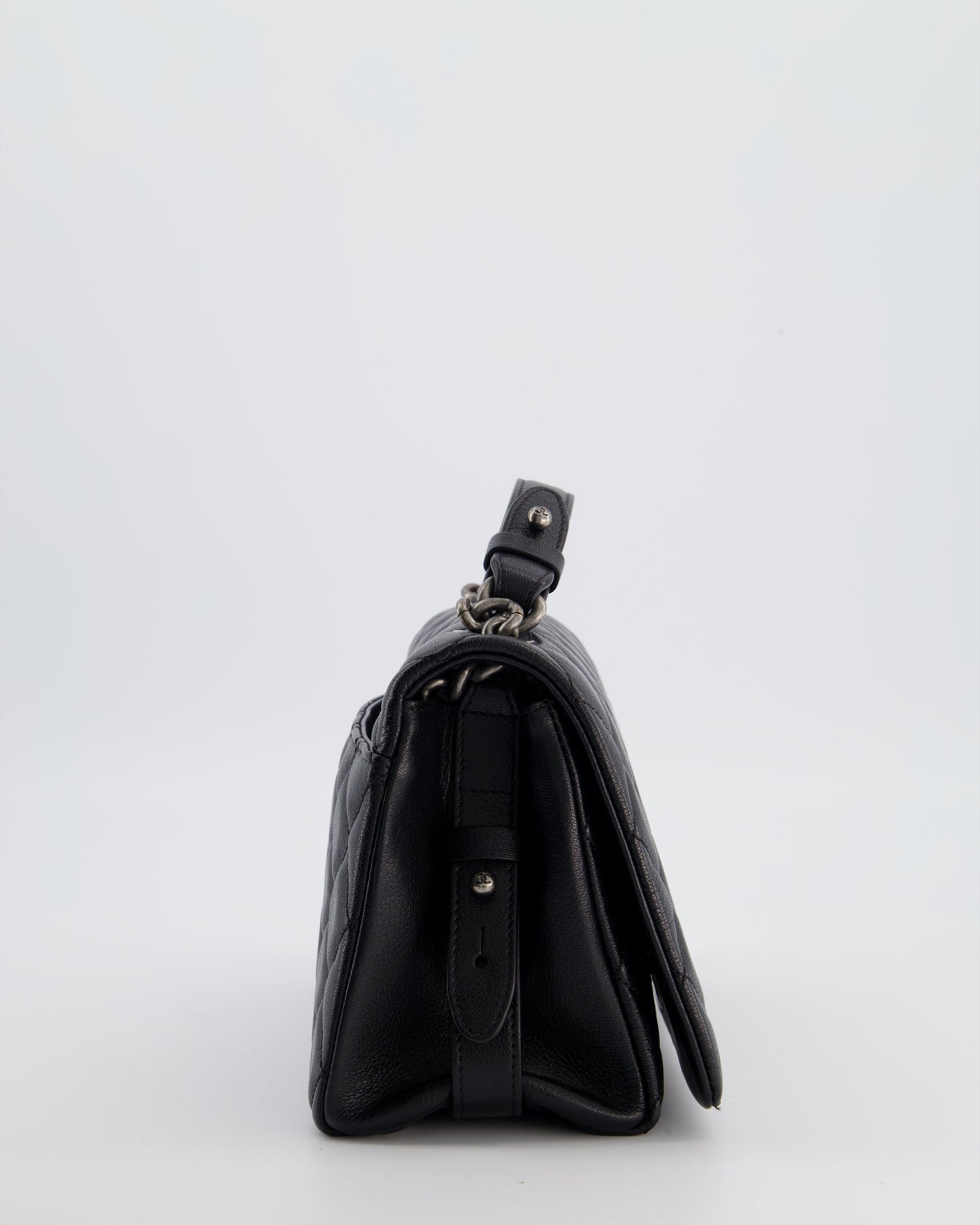 Chanel Black City Rock Bag in Goatskin Leather with Ruthenium Hardware