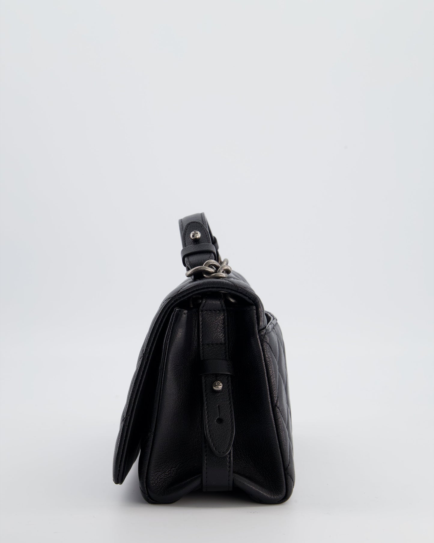 Chanel Black City Rock Bag in Goatskin Leather with Ruthenium Hardware