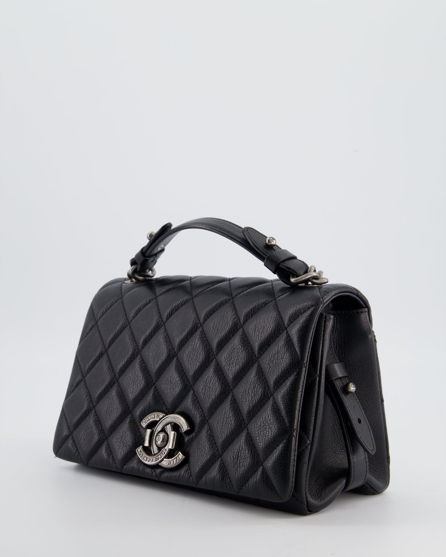 Chanel Black City Rock Bag in Goatskin Leather with Ruthenium Hardware