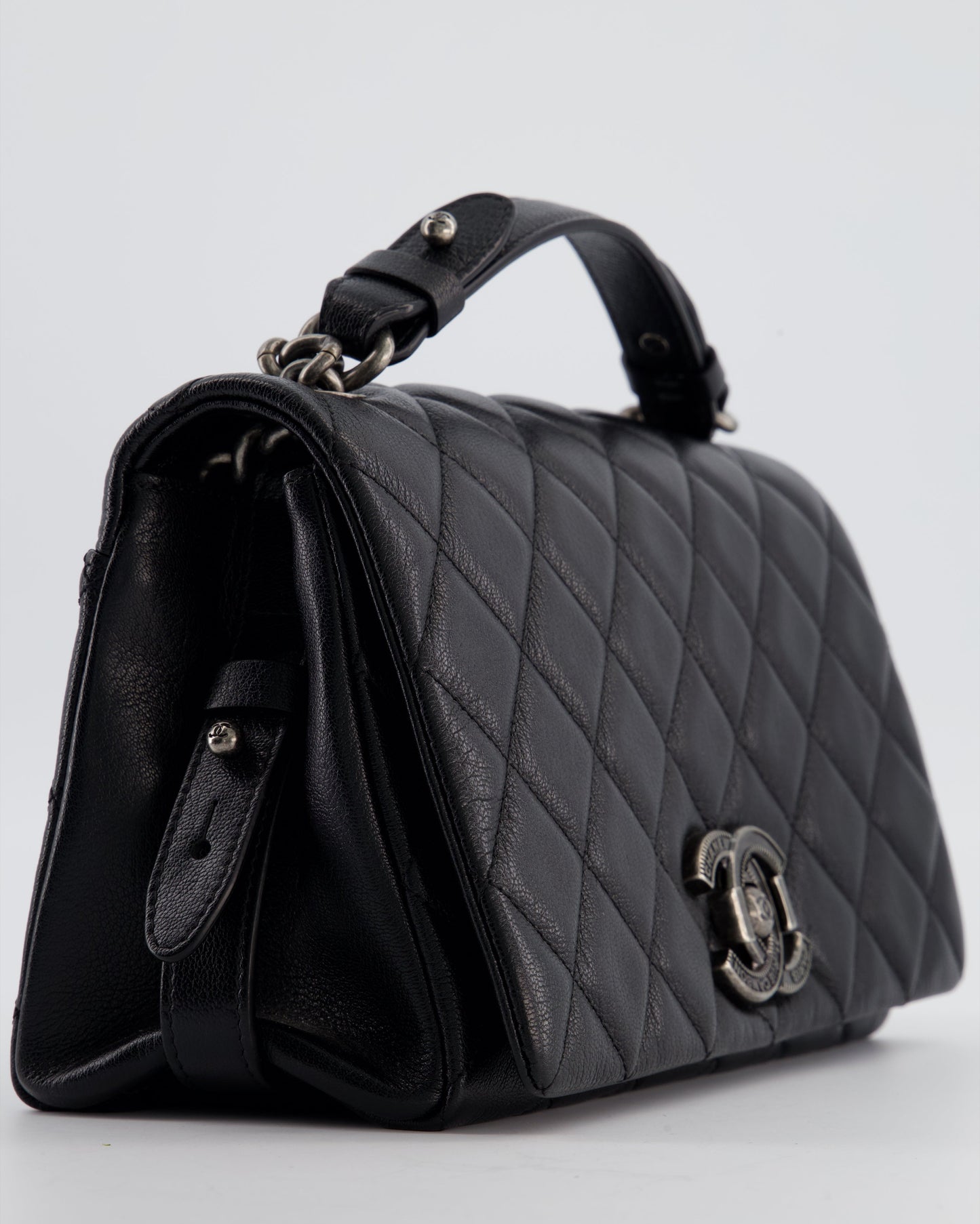 Chanel Black City Rock Bag in Goatskin Leather with Ruthenium Hardware