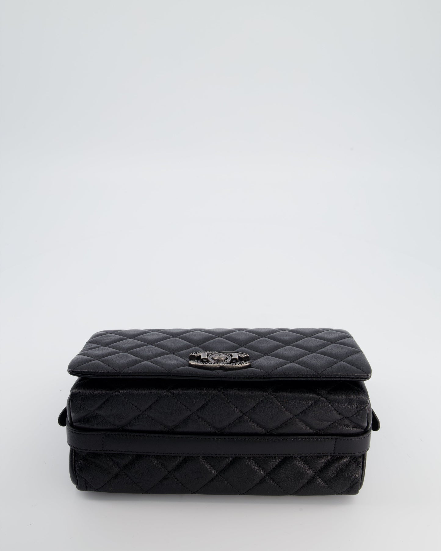 Chanel Black City Rock Bag in Goatskin Leather with Ruthenium Hardware