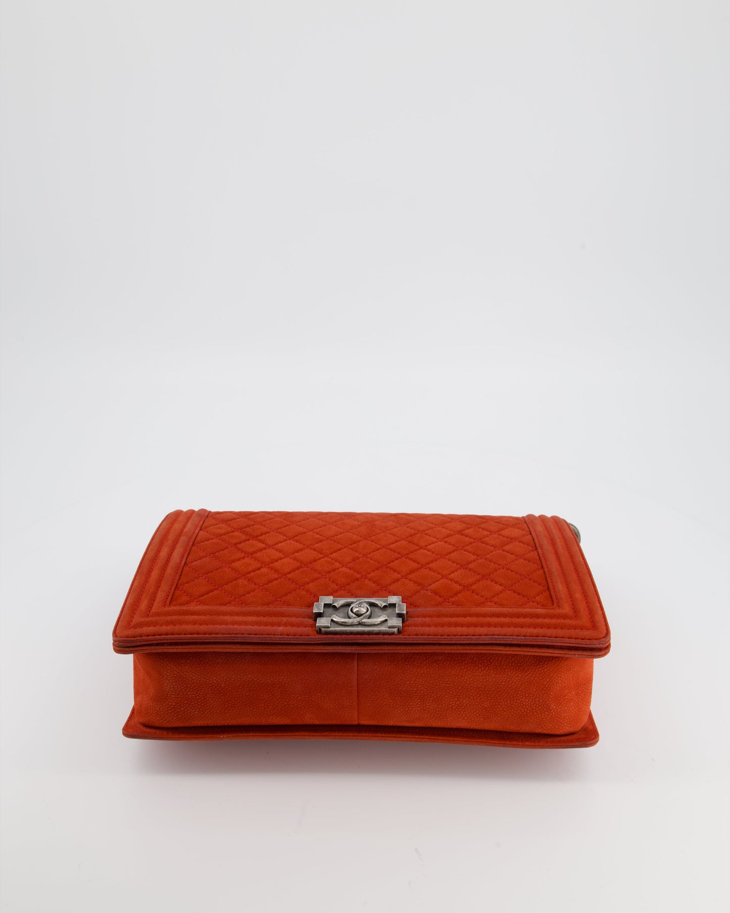 Chanel Large Red Boy Bag in Nubuck Leather with Ruthenium Hardware