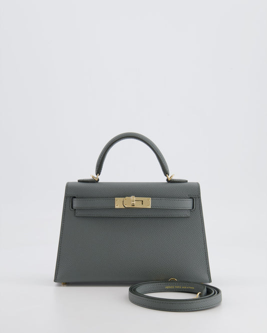 *RARE* Herm�s Mini Kelly II 20 Bag in Vert Amande Epsom Leather with Permabrass Hardware
