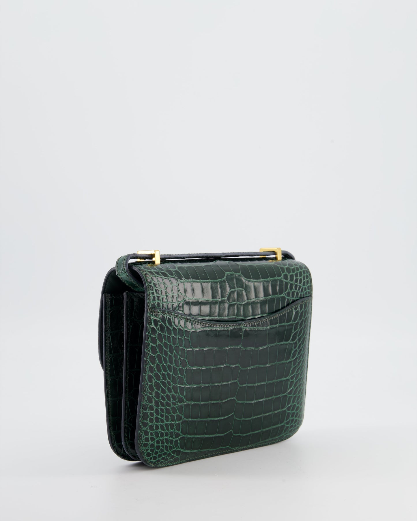 Hermès Constance III 18 Bag in Shiny Alligator Vert Fonce with Gold Hardware