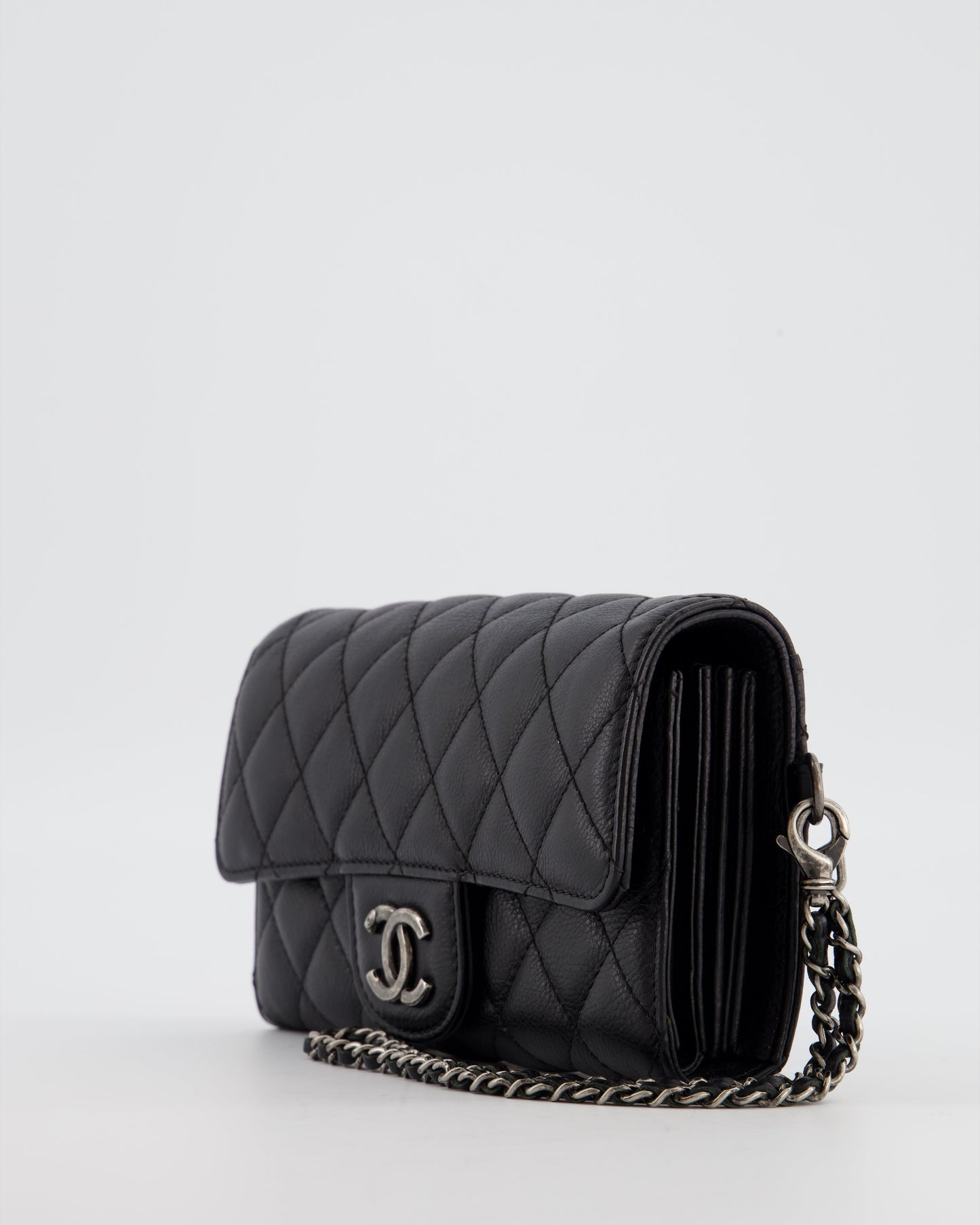 Chanel Black Clutch Wallet in Caviar Leather with Ruthenium Hardware