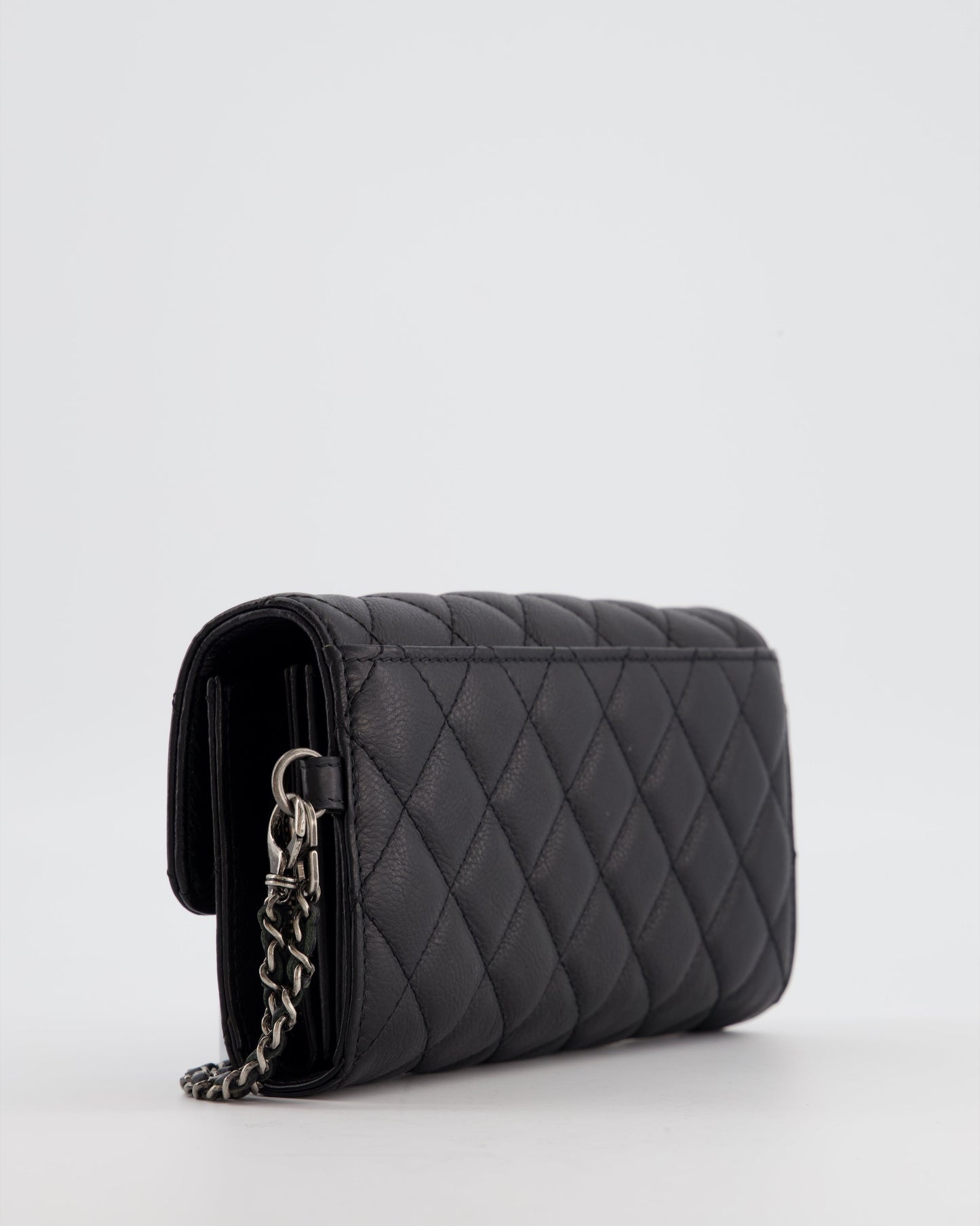 Chanel Black Clutch Wallet in Caviar Leather with Ruthenium Hardware