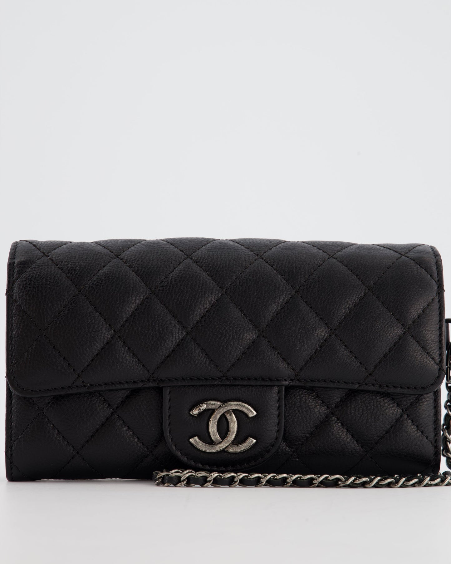 Chanel Black Clutch Wallet in Caviar Leather with Ruthenium Hardware
