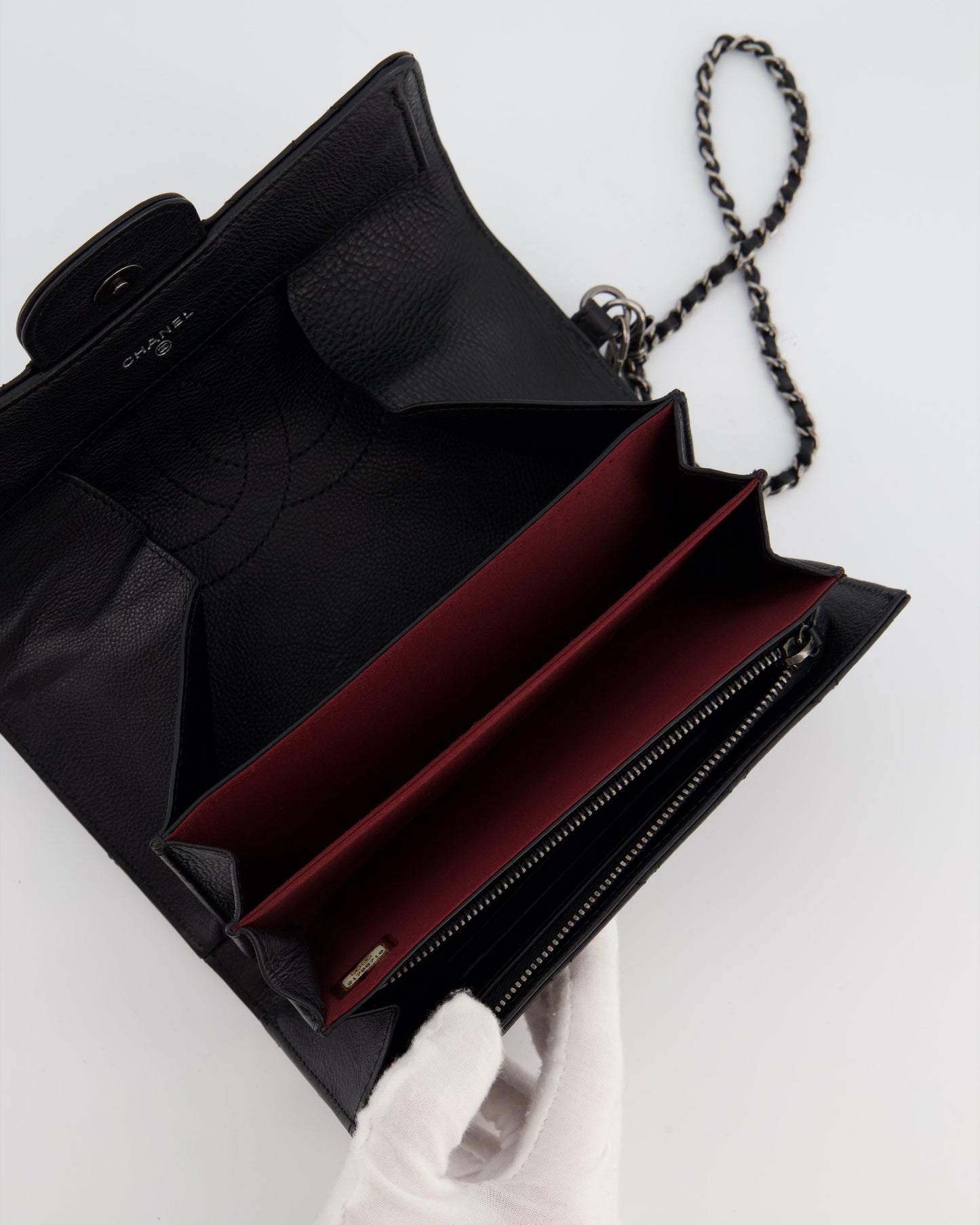Chanel Black Clutch Wallet in Caviar Leather with Ruthenium Hardware