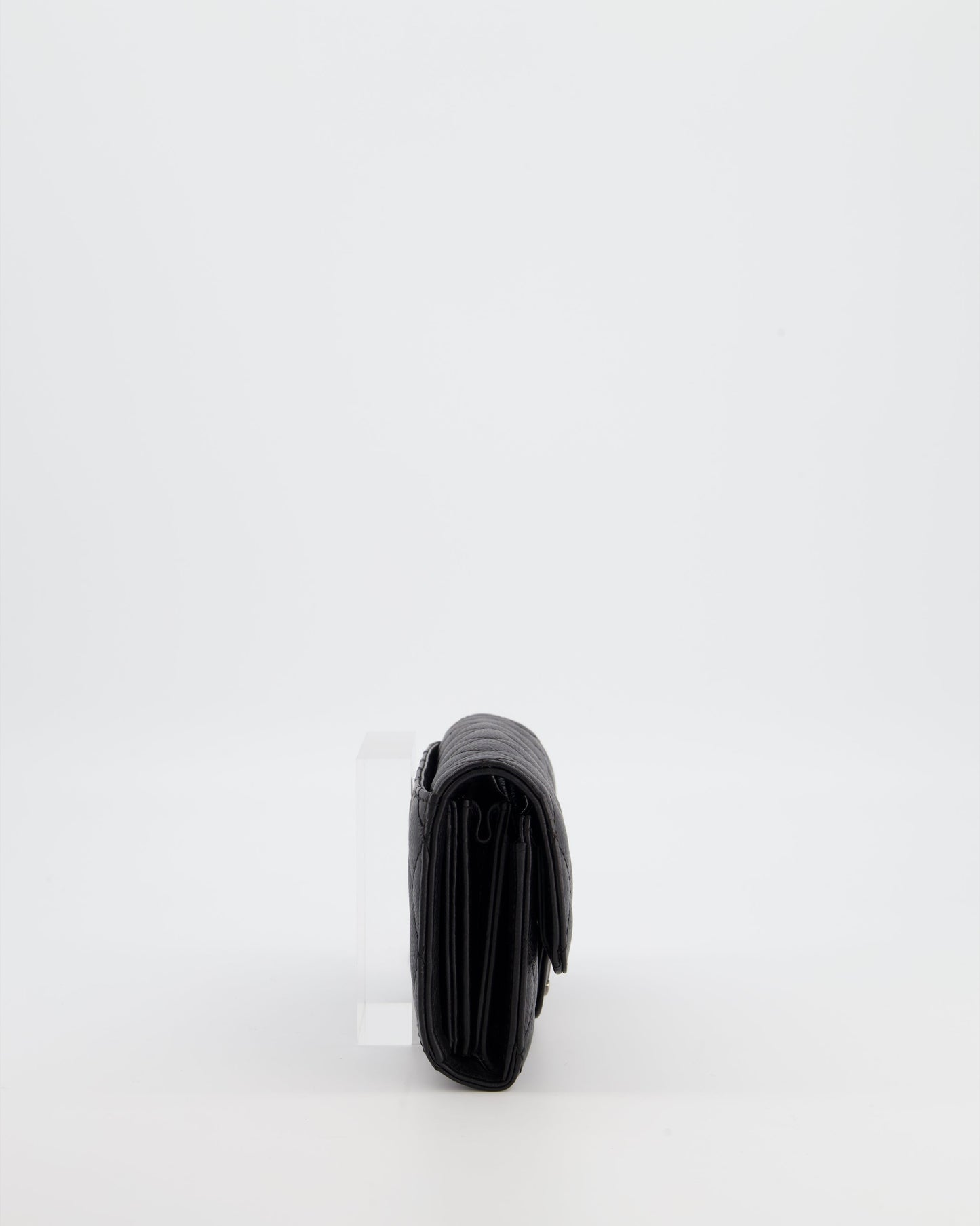 Chanel Black Clutch Wallet in Caviar Leather with Ruthenium Hardware