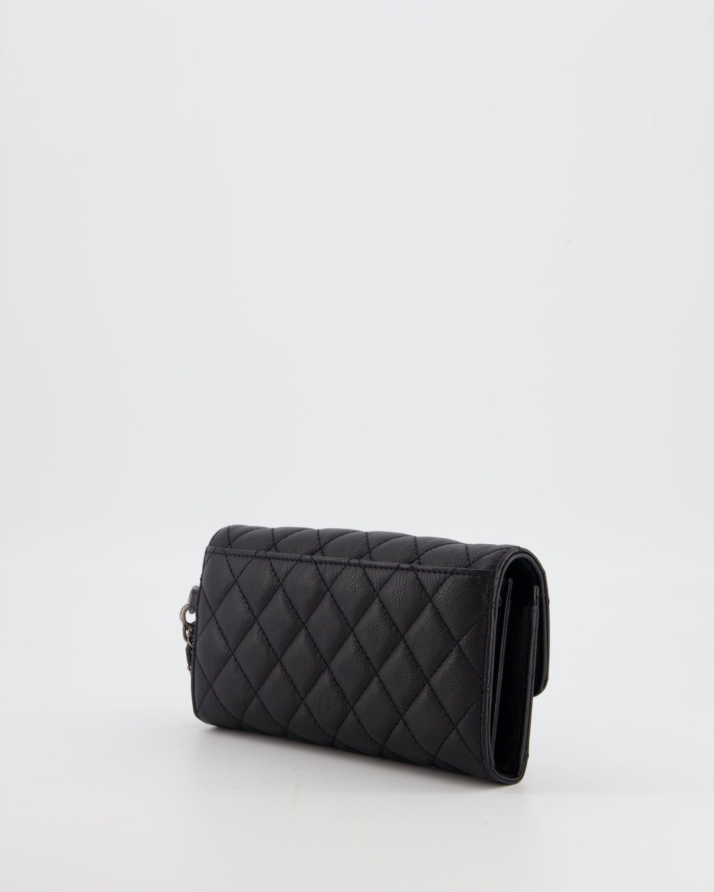 Chanel Black Clutch Wallet in Caviar Leather with Ruthenium Hardware