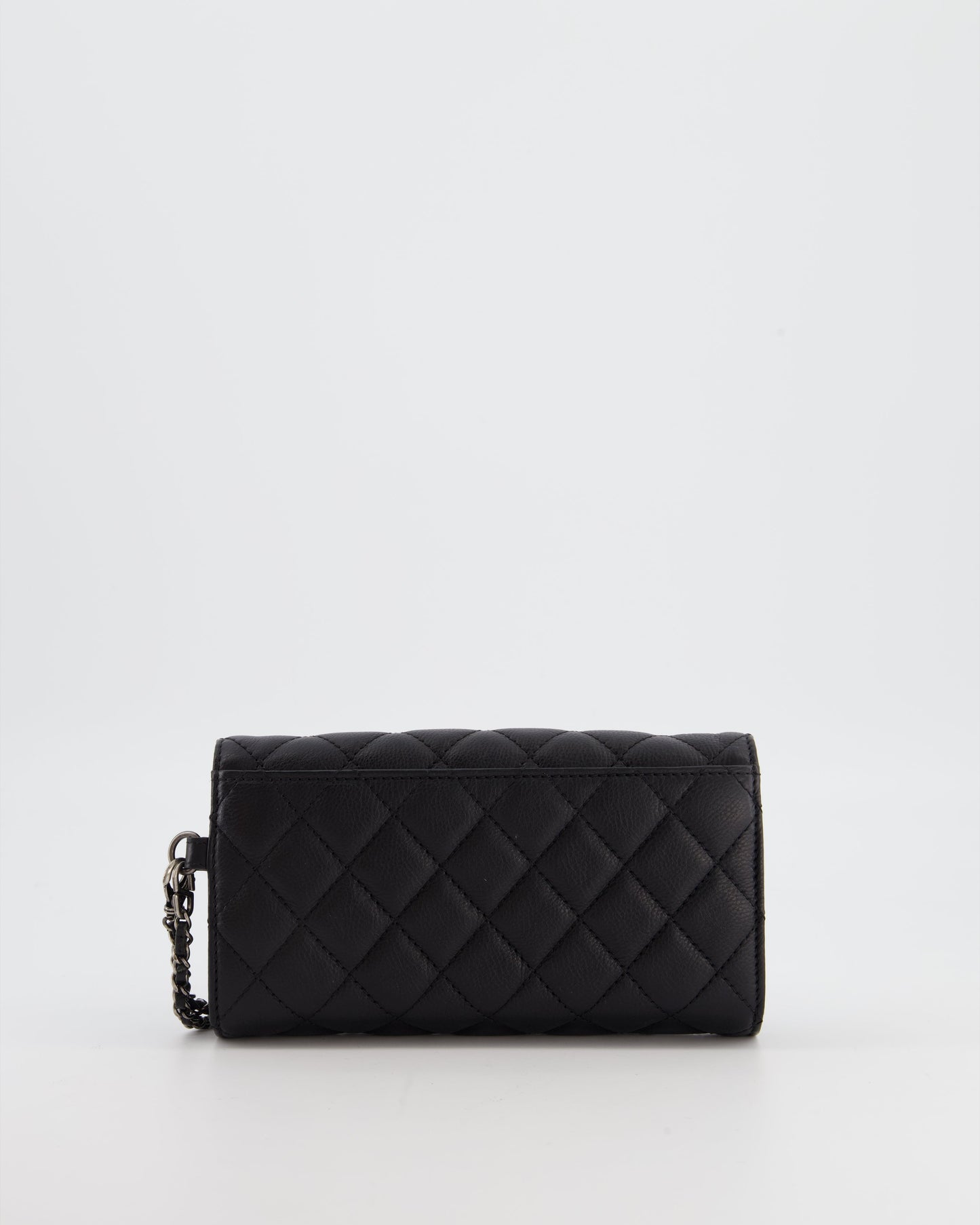 Chanel Black Clutch Wallet in Caviar Leather with Ruthenium Hardware