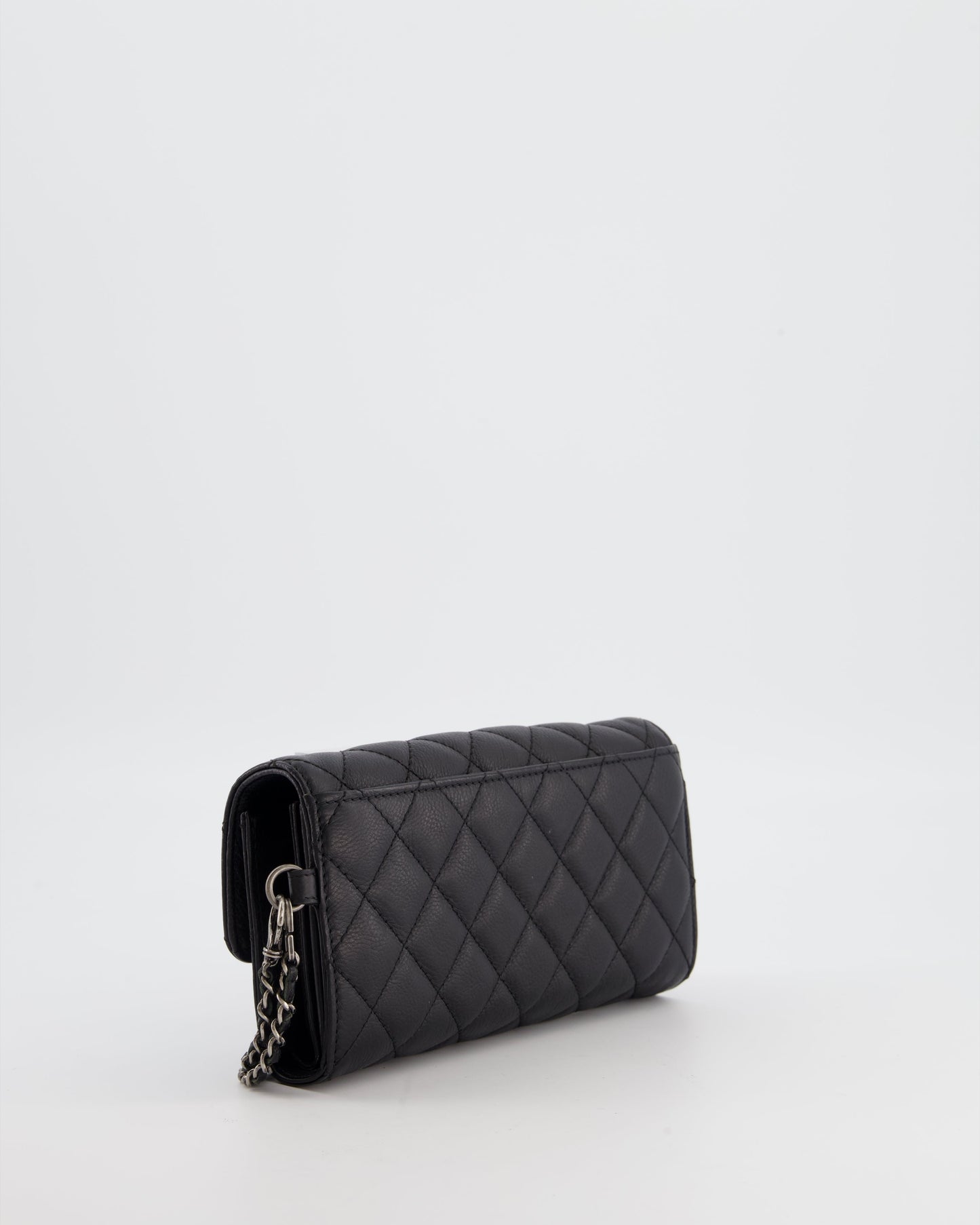 Chanel Black Clutch Wallet in Caviar Leather with Ruthenium Hardware
