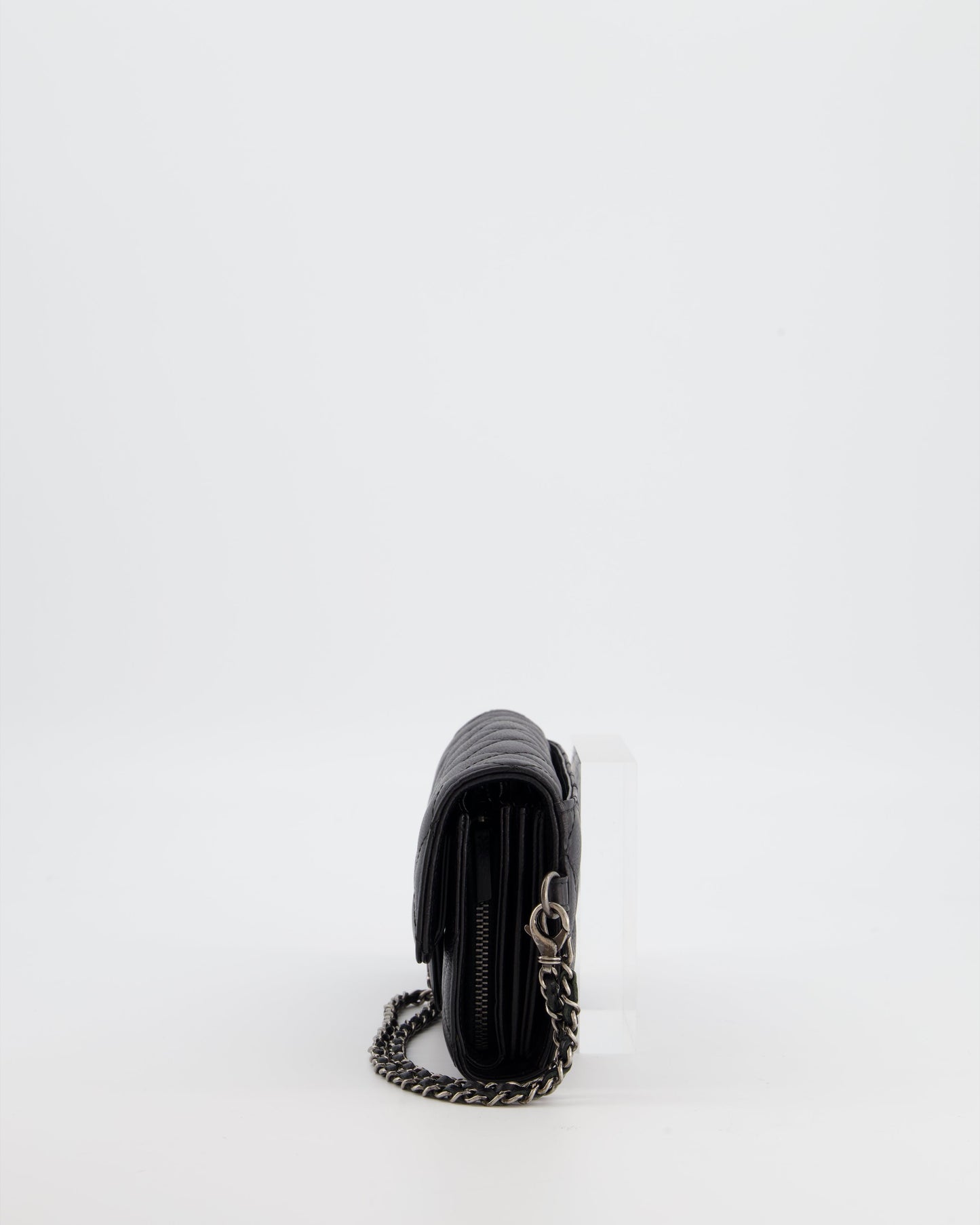 Chanel Black Clutch Wallet in Caviar Leather with Ruthenium Hardware