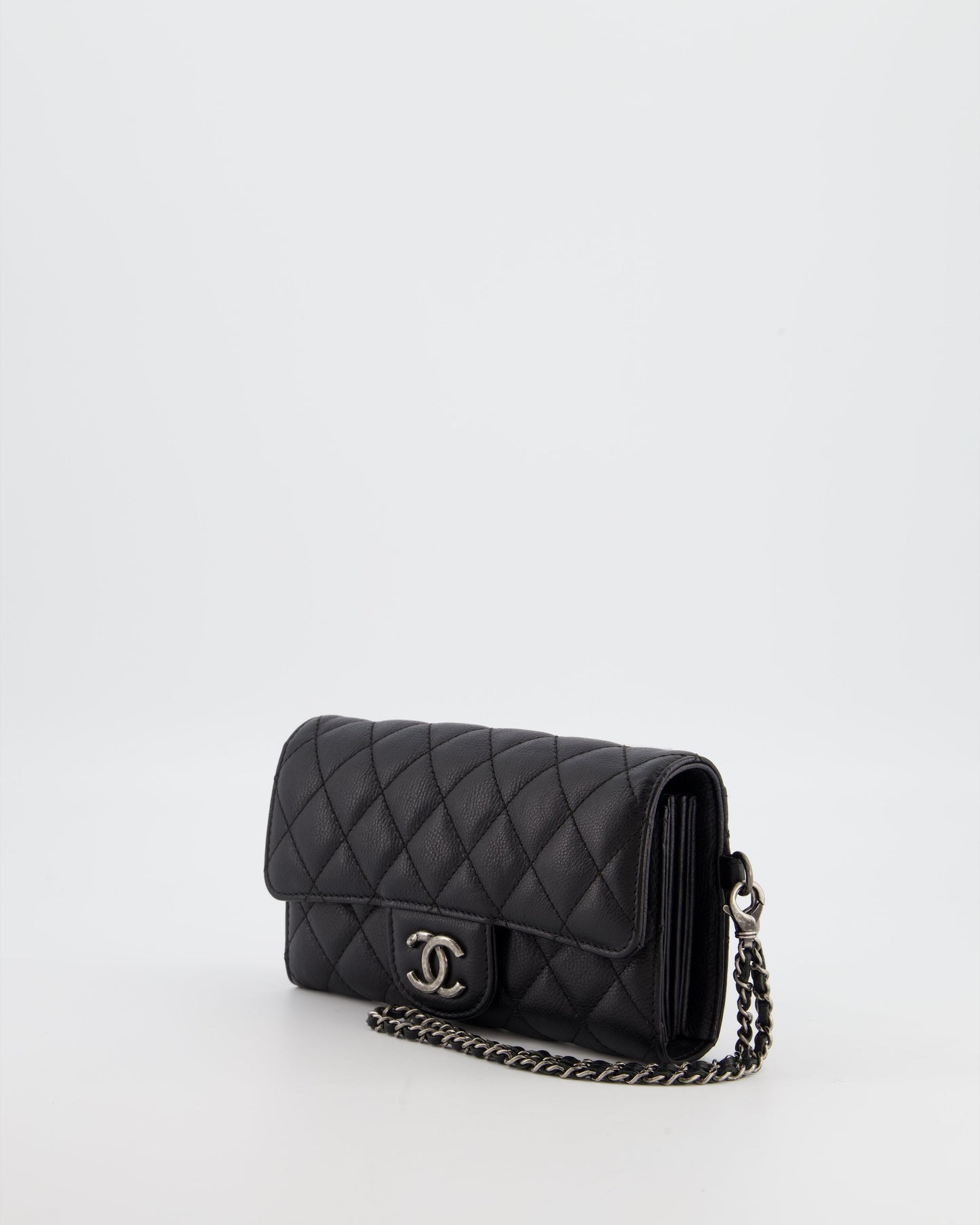 Chanel Black Clutch Wallet in Caviar Leather with Ruthenium Hardware