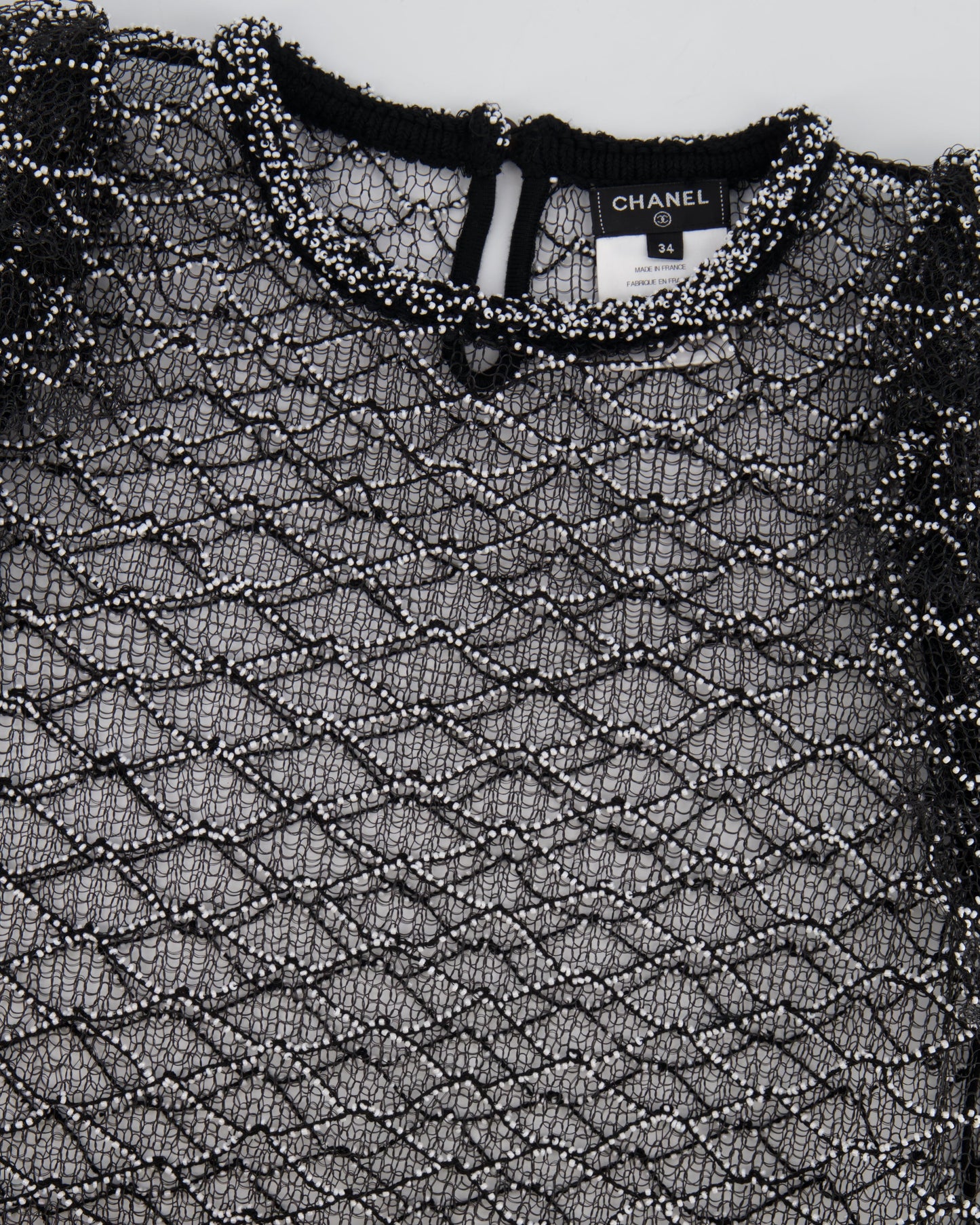 Chanel Spring 2018 Black and Pearl Metallic Caged Top and Skirt Set Size FR 34 (UK 6)