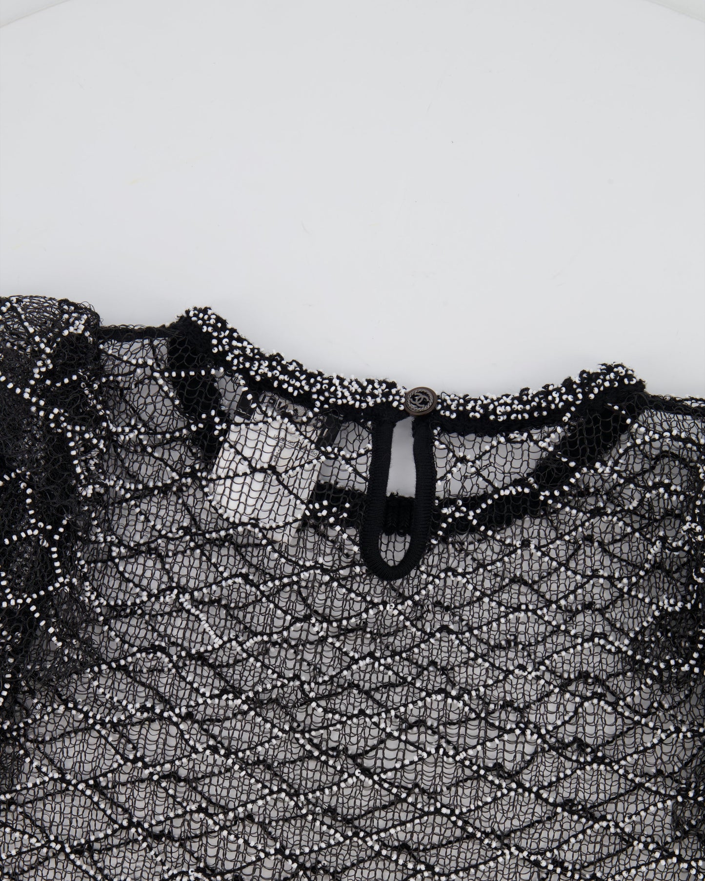 Chanel Spring 2018 Black and Pearl Metallic Caged Top and Skirt Set Size FR 34 (UK 6)