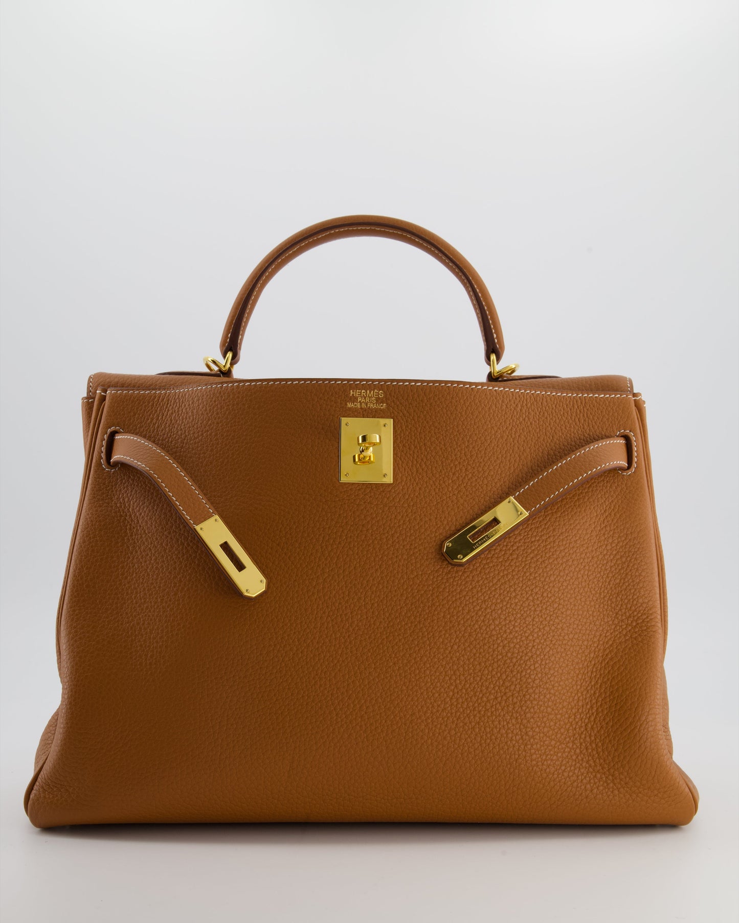 *RARE* Herm�s Kelly 35 Retourne Bag in Gold Togo Leather with Gold Hardware
