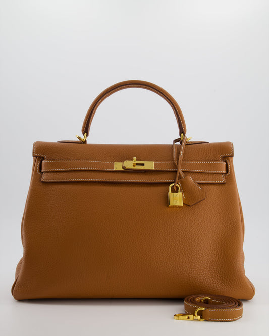 *RARE* Herm�s Kelly 35 Retourne Bag in Gold Togo Leather with Gold Hardware