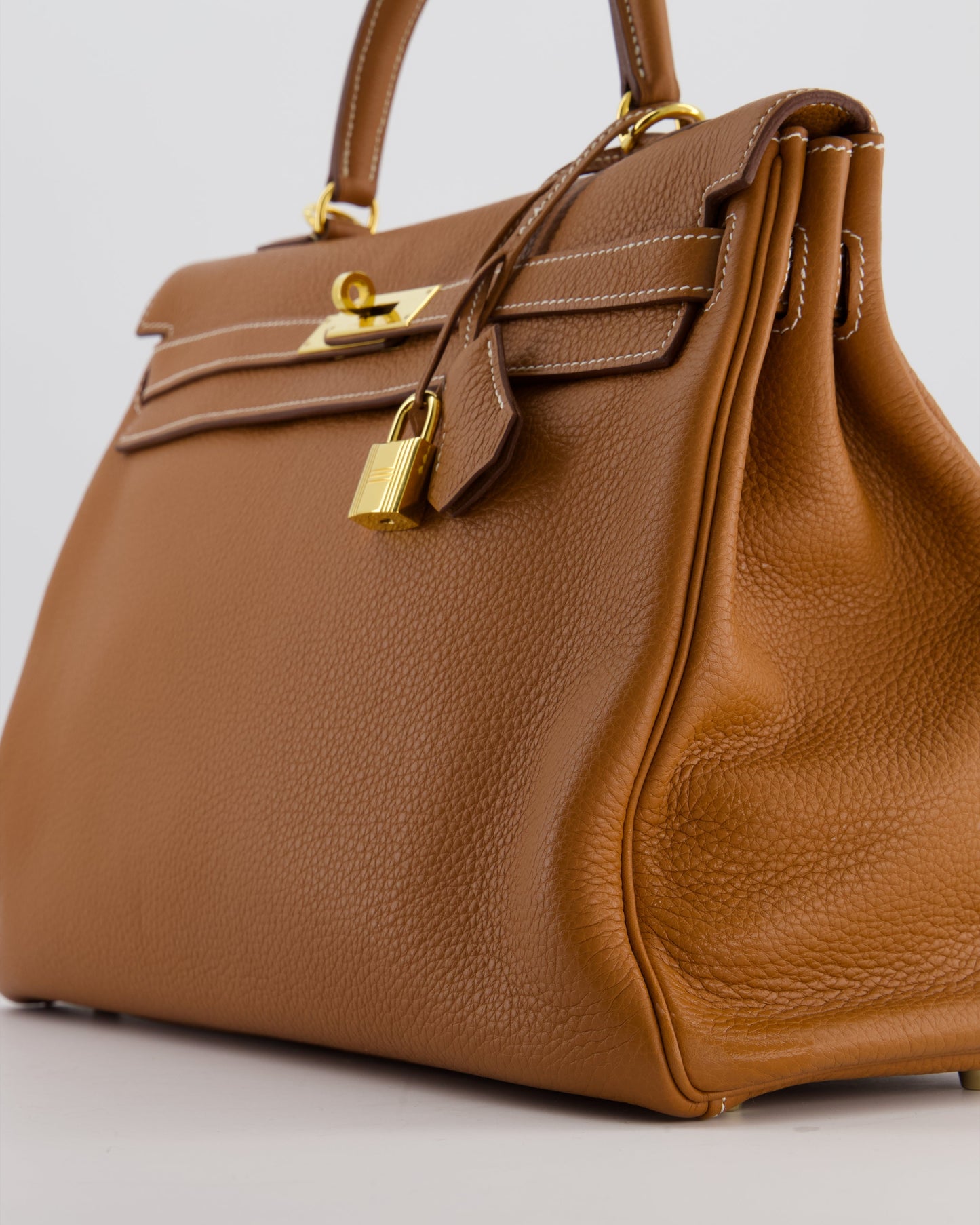 *RARE* Herm�s Kelly 35 Retourne Bag in Gold Togo Leather with Gold Hardware